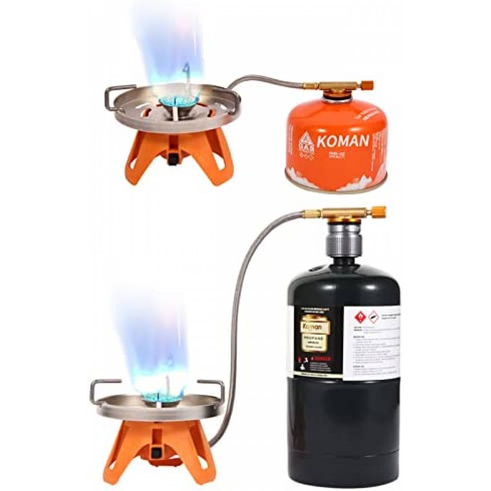 Estufa Portatil para Acampar KOMAN con Manguerra -Naranja