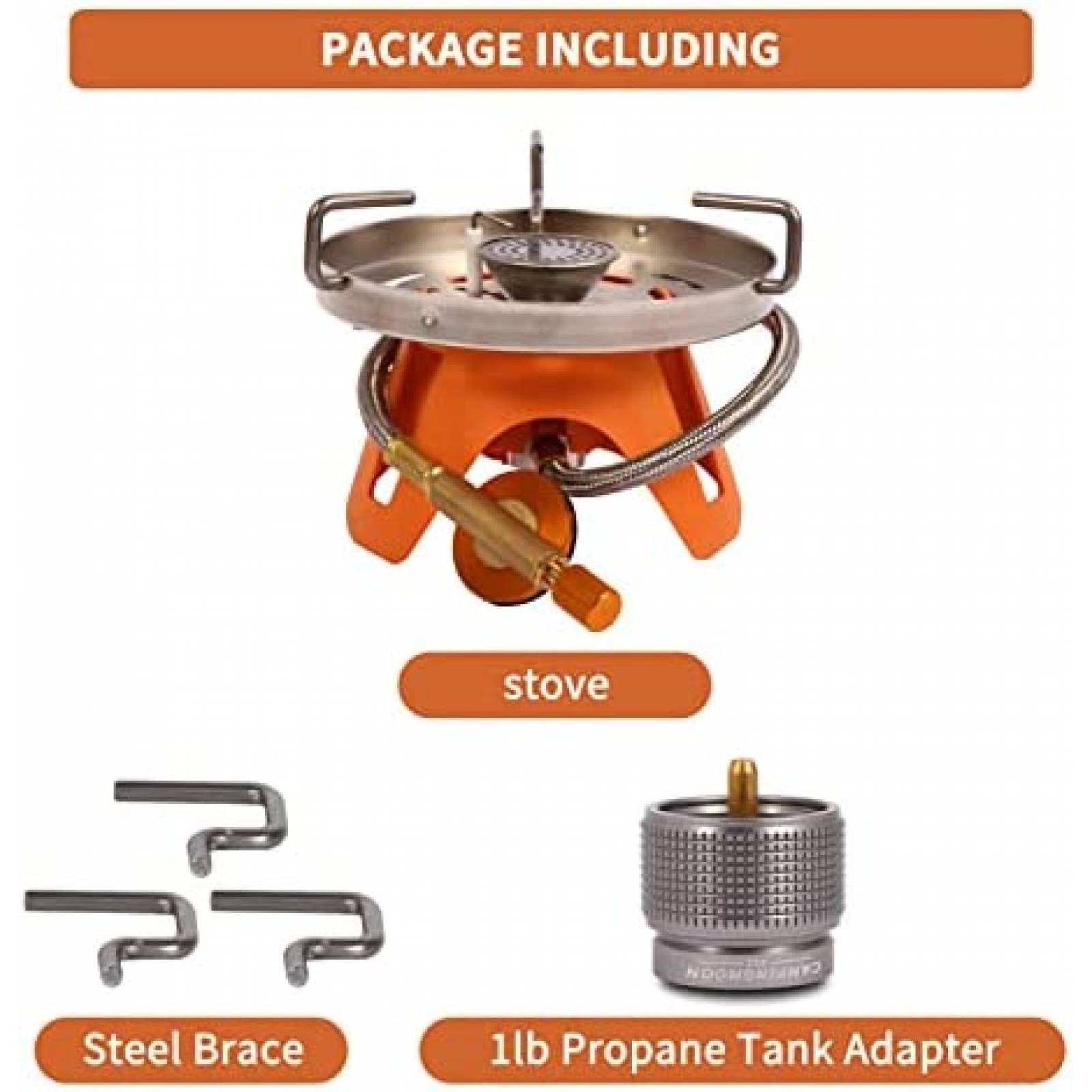 Estufa Portatil para Acampar KOMAN con Manguerra -Naranja