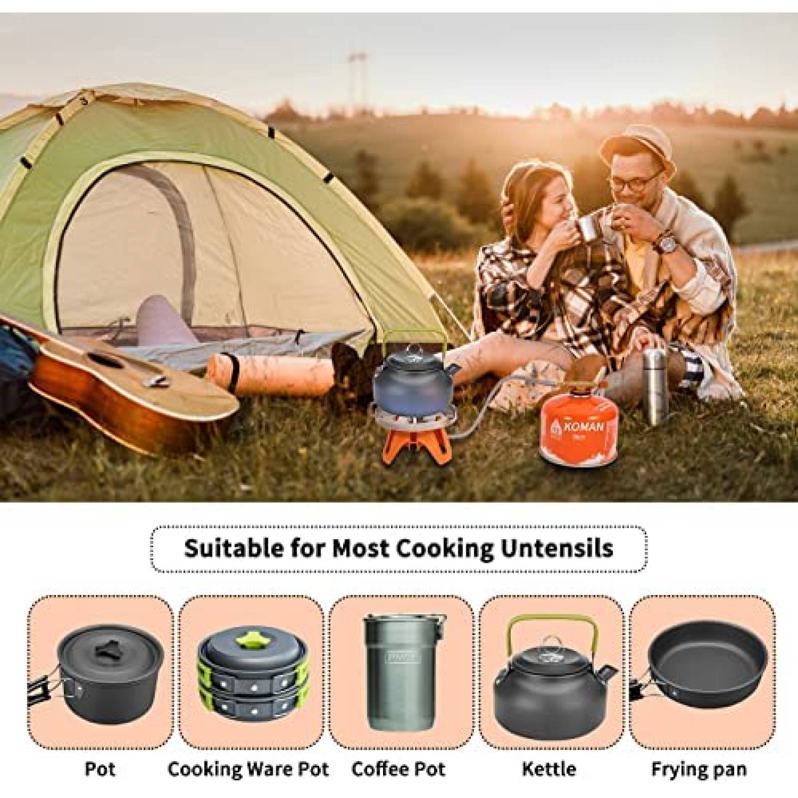 Estufa Portatil para Acampar KOMAN con Manguerra -Naranja