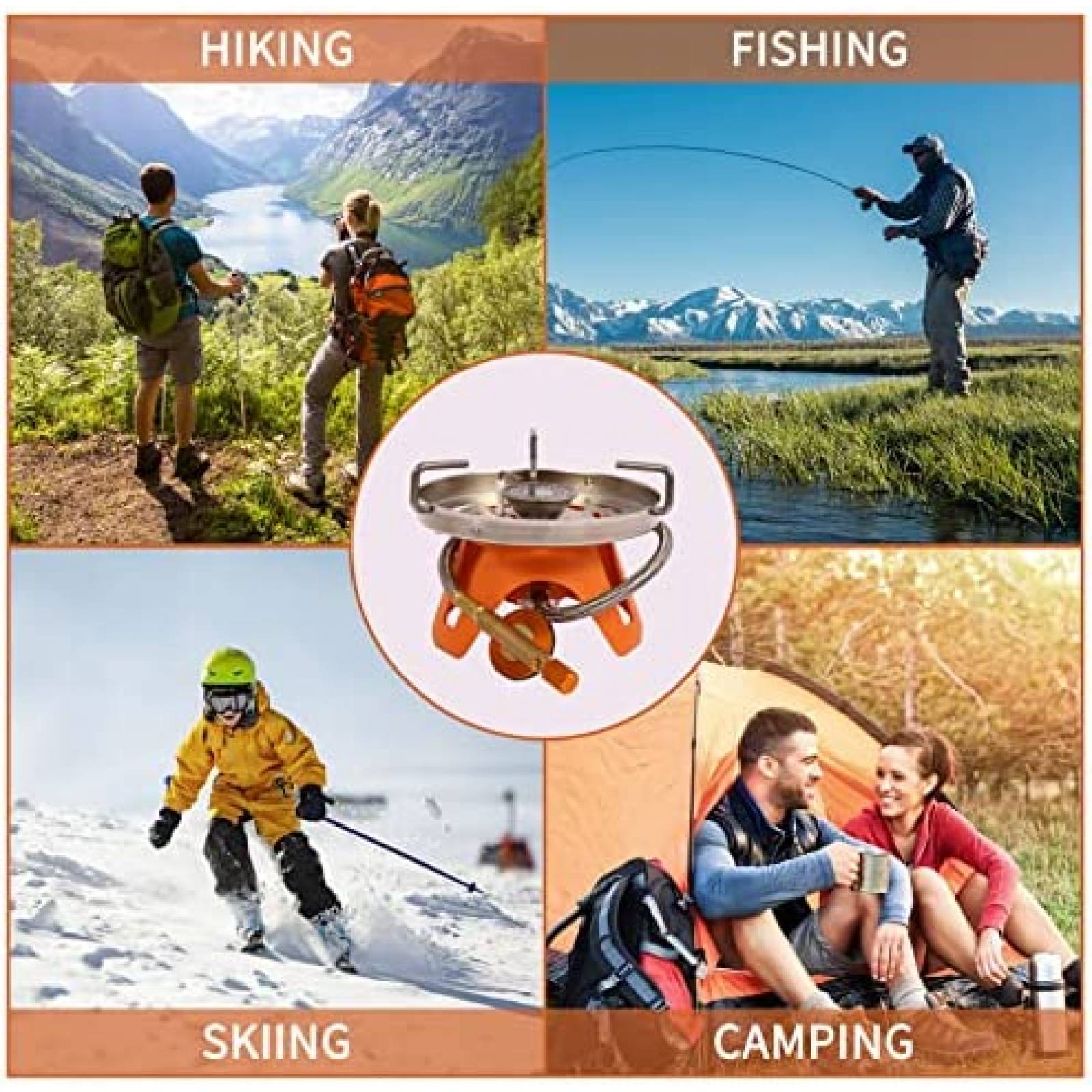 Estufa Portatil para Acampar KOMAN con Manguerra -Naranja