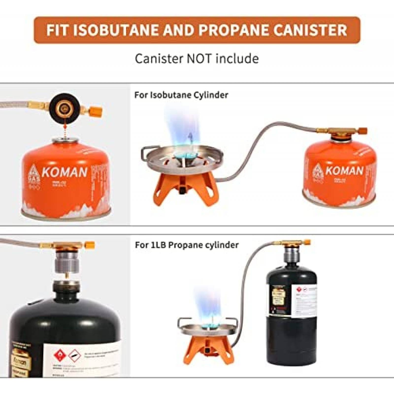 Estufa Portatil para Acampar KOMAN con Manguerra -Naranja