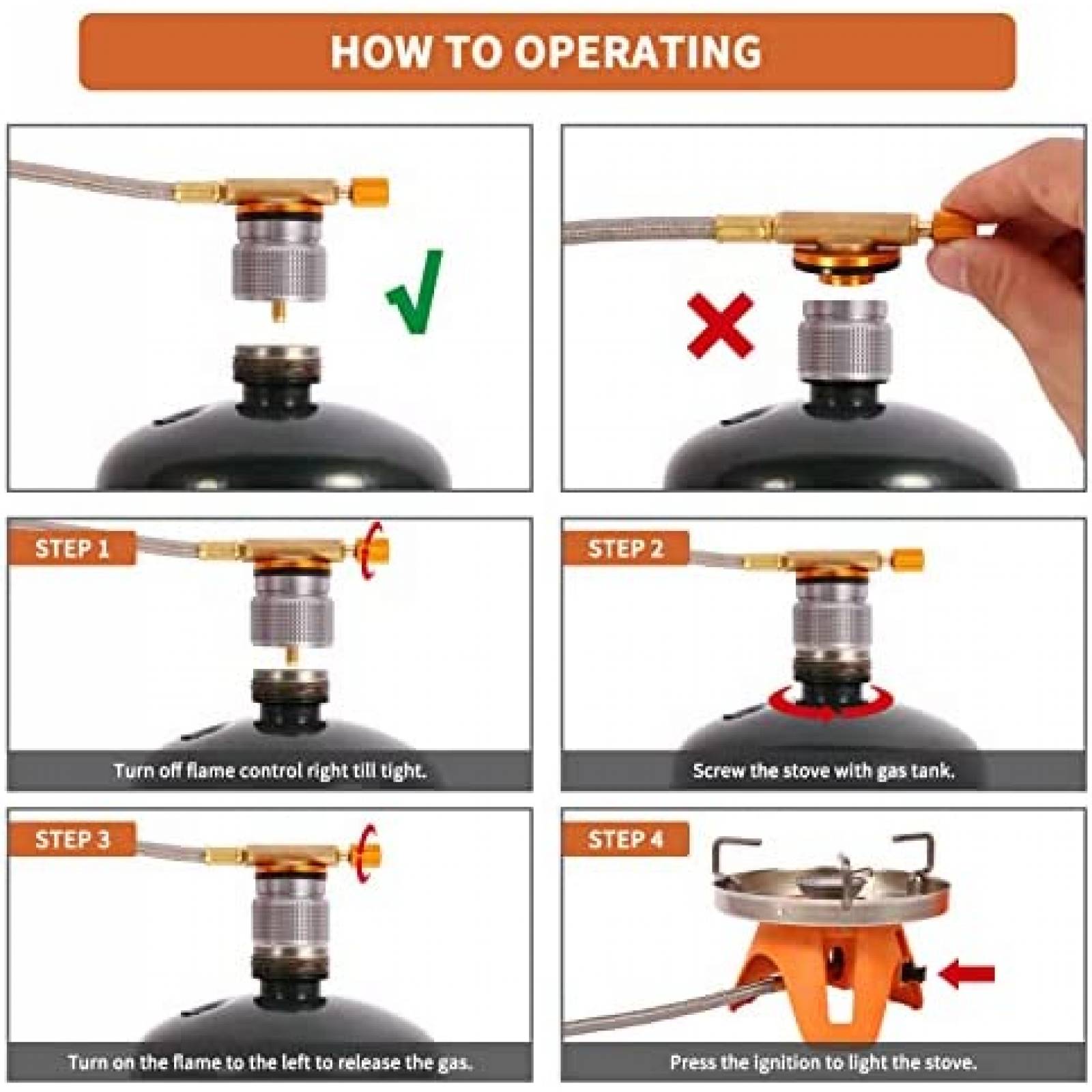 Estufa Portatil para Acampar KOMAN con Manguerra -Naranja