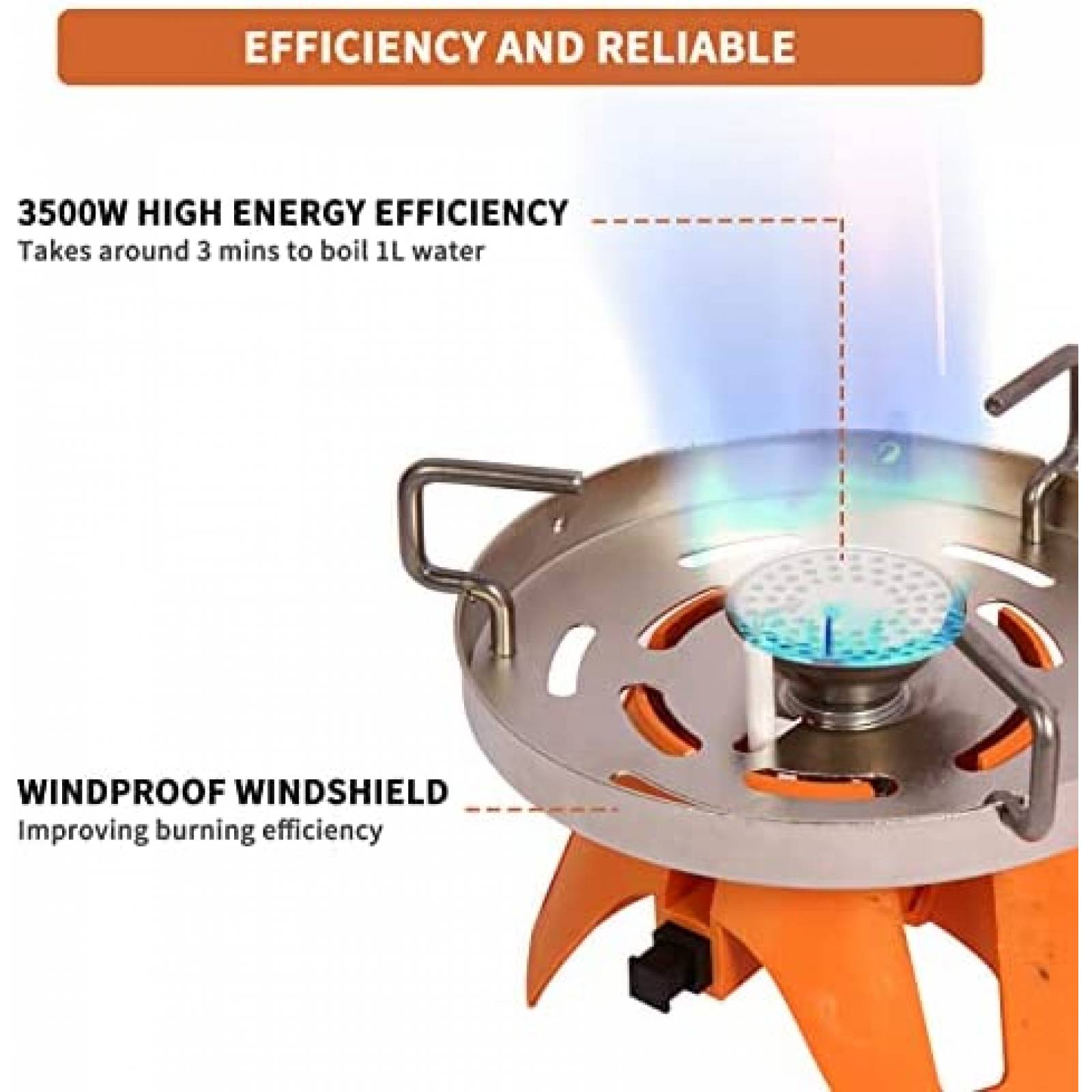 Estufa Portatil para Acampar KOMAN con Manguerra -Naranja