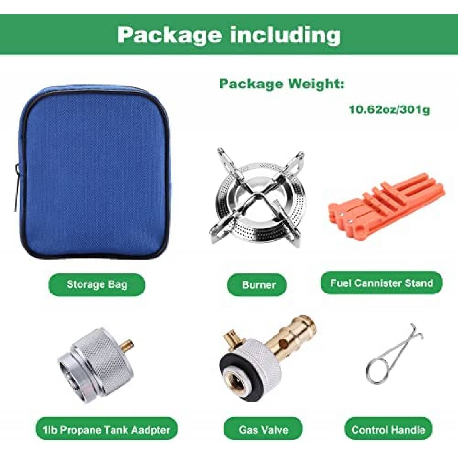 Estufa Portatil para Acampar WADEO con Accesorios -Azul