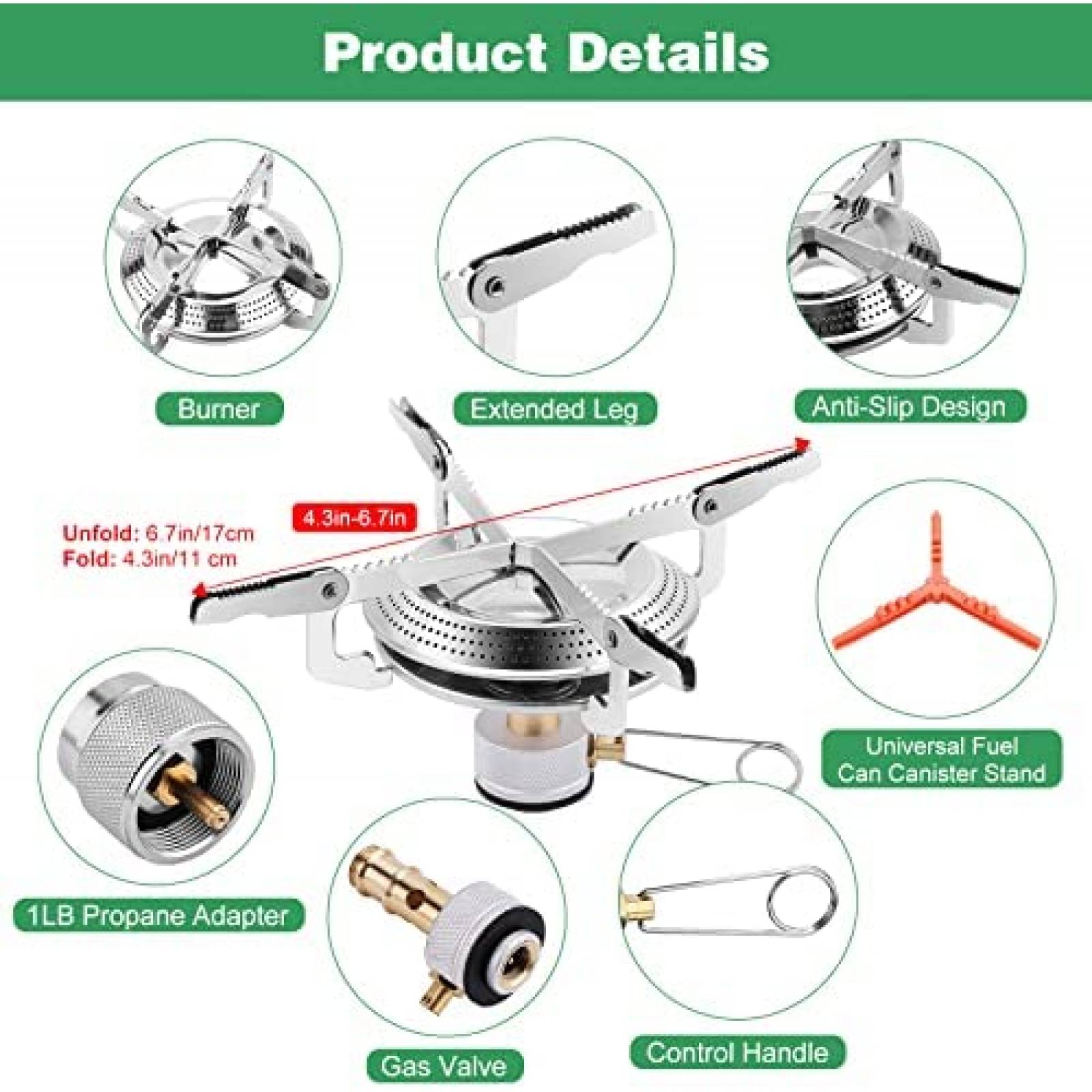 Estufa Portatil para Acampar WADEO con Accesorios -Azul