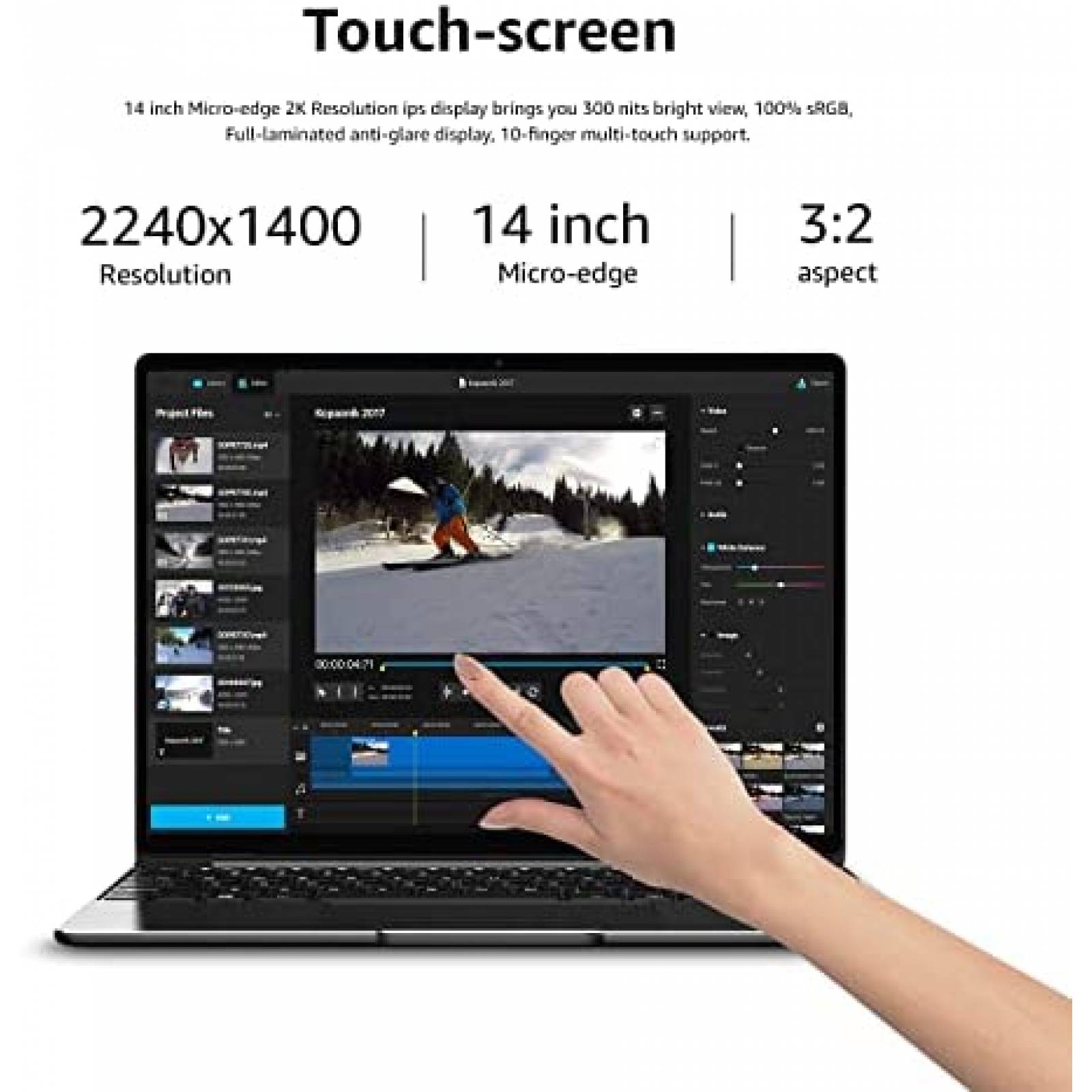 Laptop Chuwi LarkBook X 14" Touch Celeron 8GB 256GB -Gris