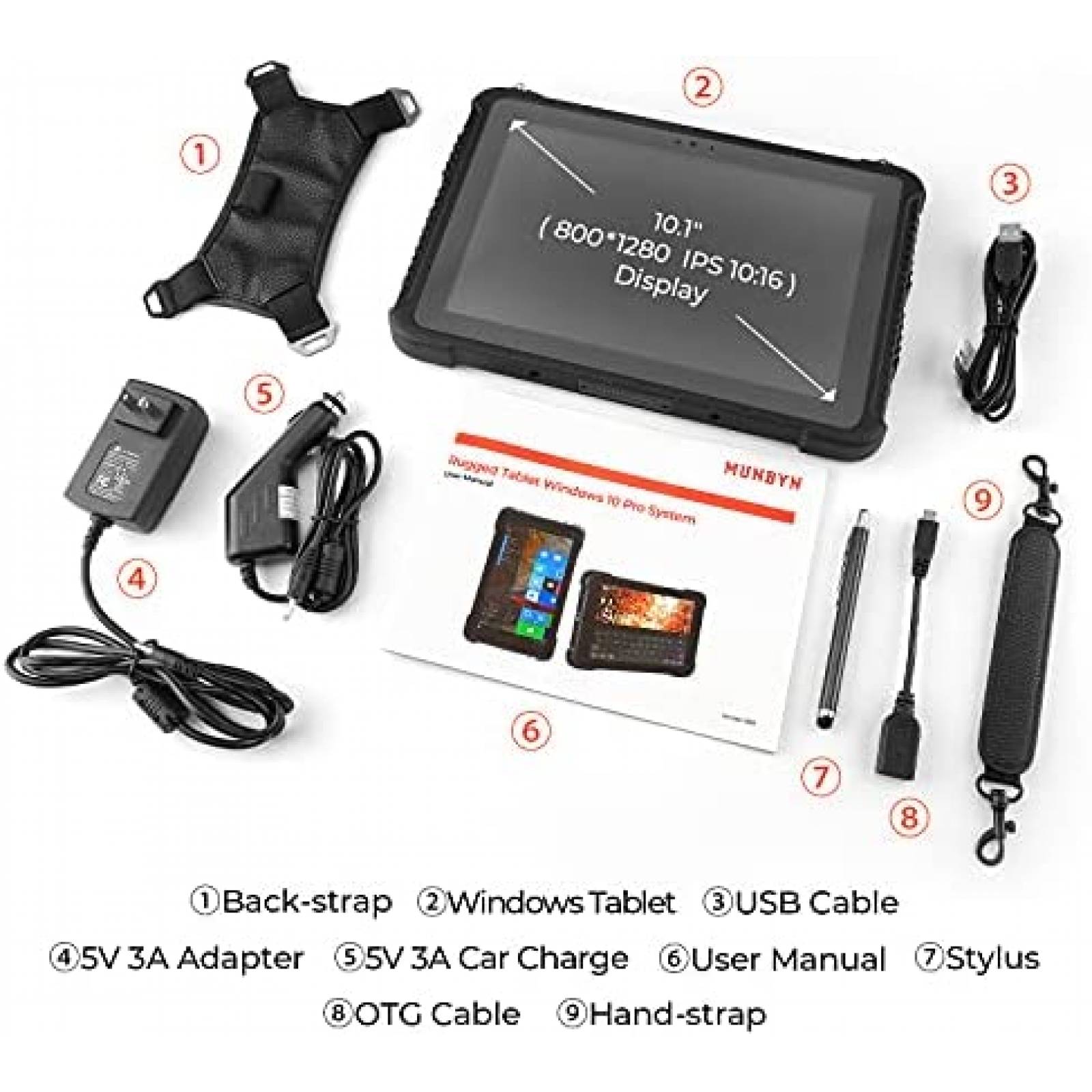 Tablet MUNBYN Uso Rudo 10.1'' 4G LTE 4GB 64GB -Negro