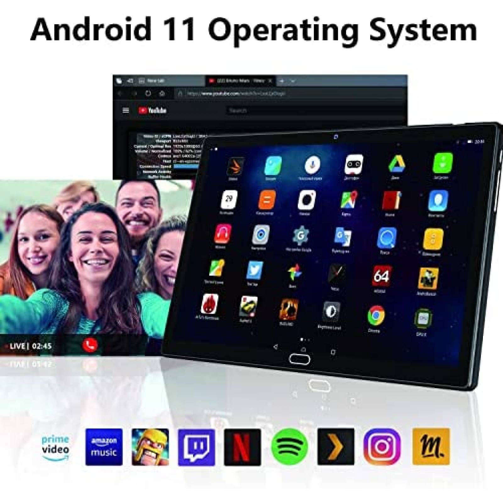 Tablet TOOTON 10'' 128GB SIM Dual 4G con Teclado -Negro