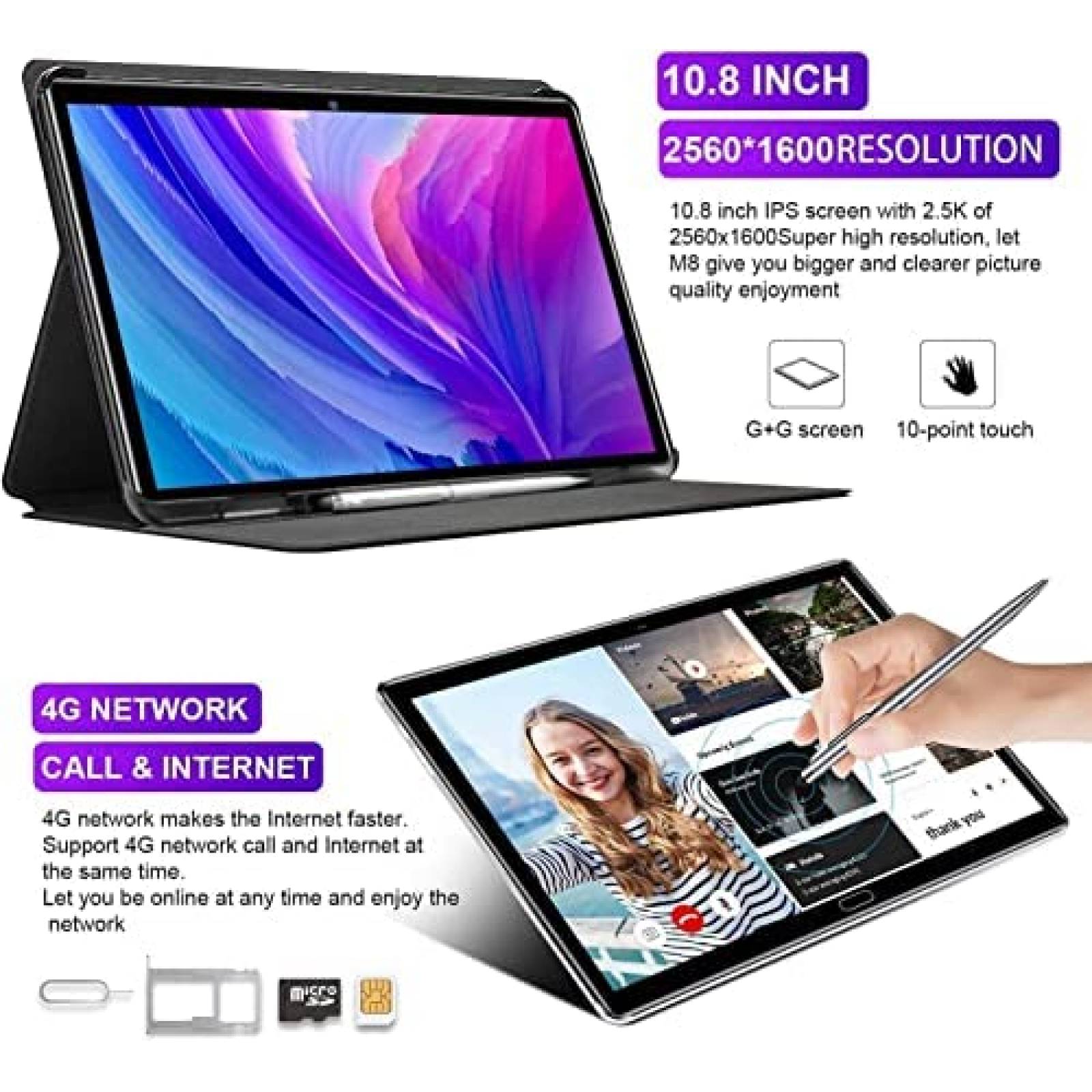 Tablet AOYODKG M8+ 10.8'' 4GB RAM+64GB ROM+Accesorios -Negro