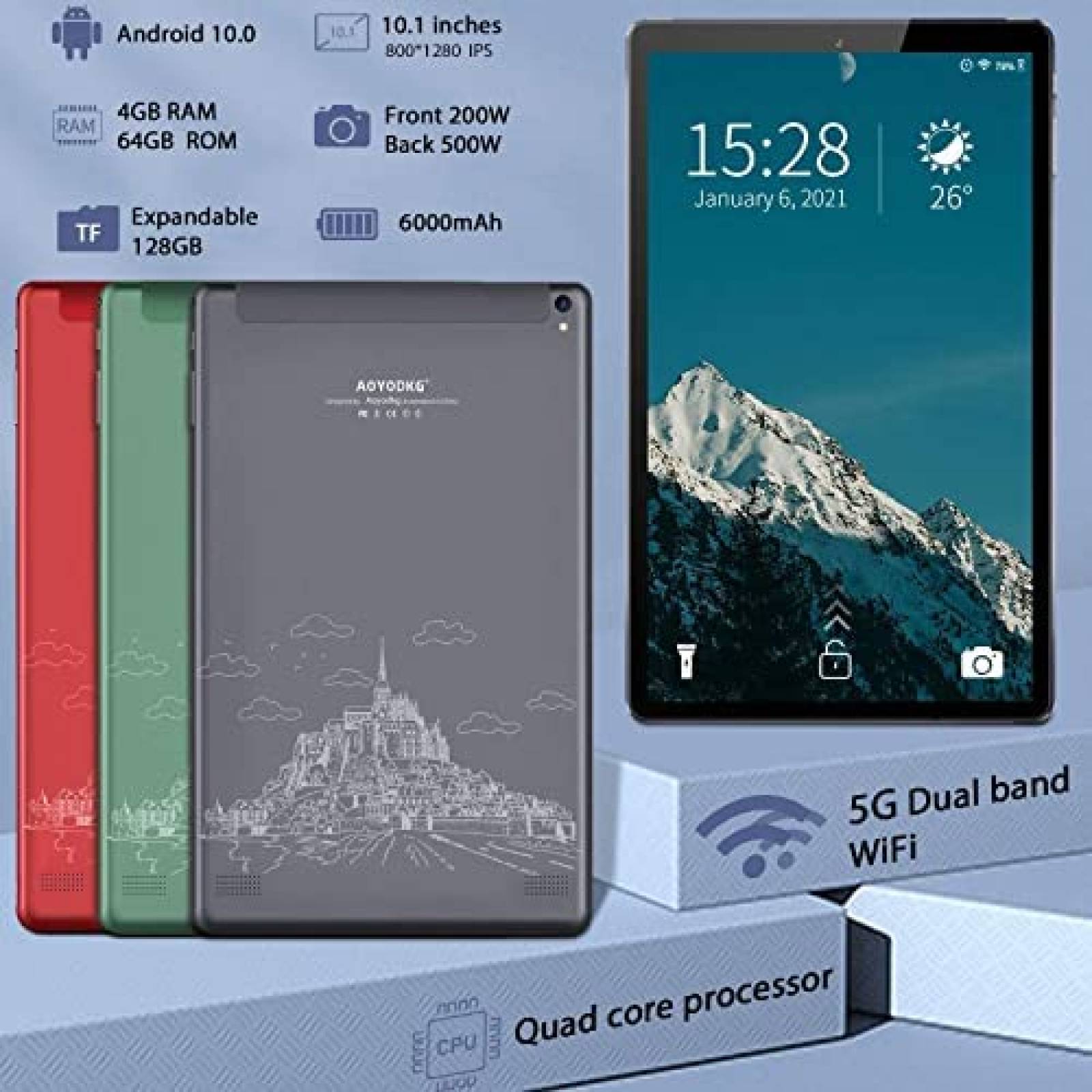 Tablet AOYODKG 123 10'' 4GB RAM+64GB ROM WiFi+Accesorios