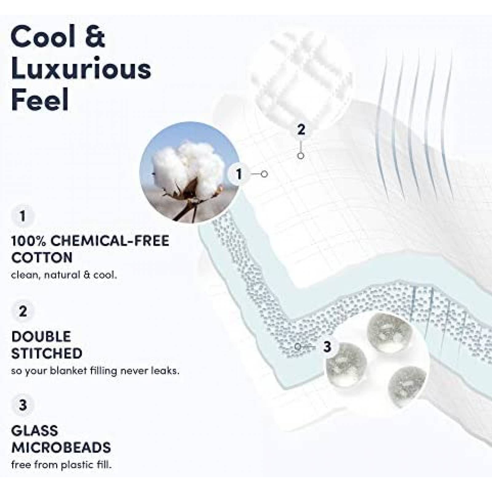 Manta Pesada Baloo Acolchada De Algodon Ligera -Blanco