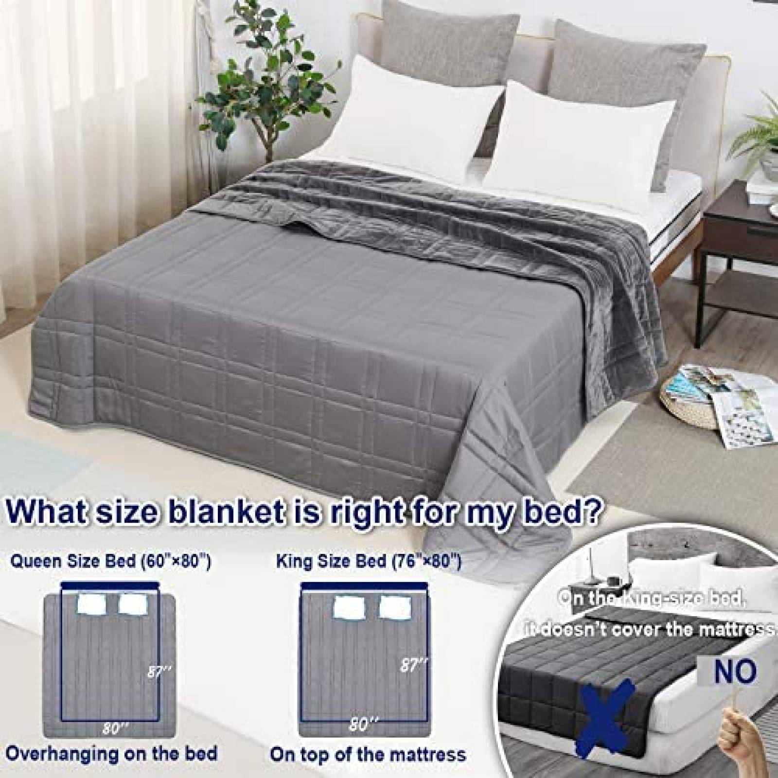 Manta Pesada OMYSTYLE Felpa Suave + Tela de Tencel -Gris