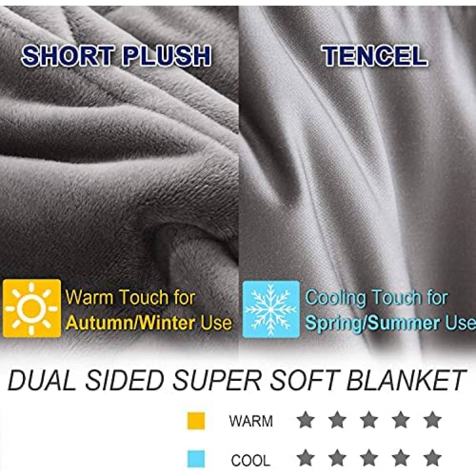 Manta Pesada OMYSTYLE Felpa Suave + Tela de Tencel -Gris