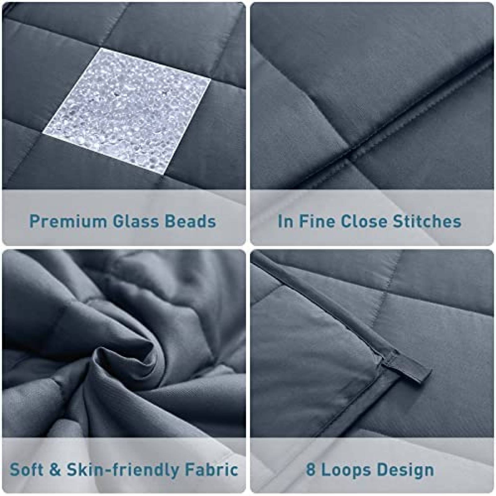Manta Pesada Weighted Idea Perlas De Vidrio Premium -Gris