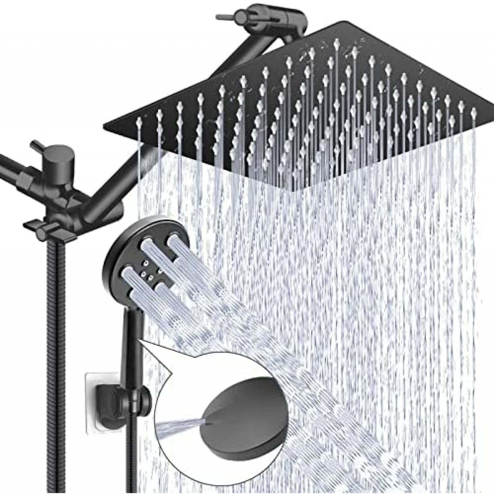 Regadera con Ducha de Mano XaGai 6 Modos Ajustables -Negro