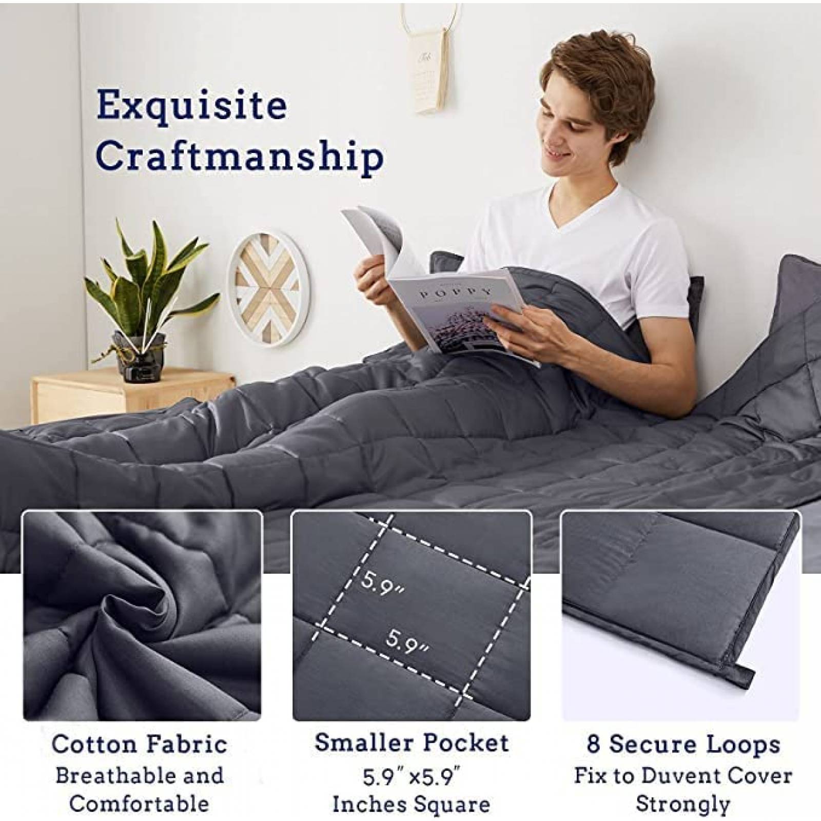 Manta Pesada Zonli Anje 100% Algodon -Gris Oscuro