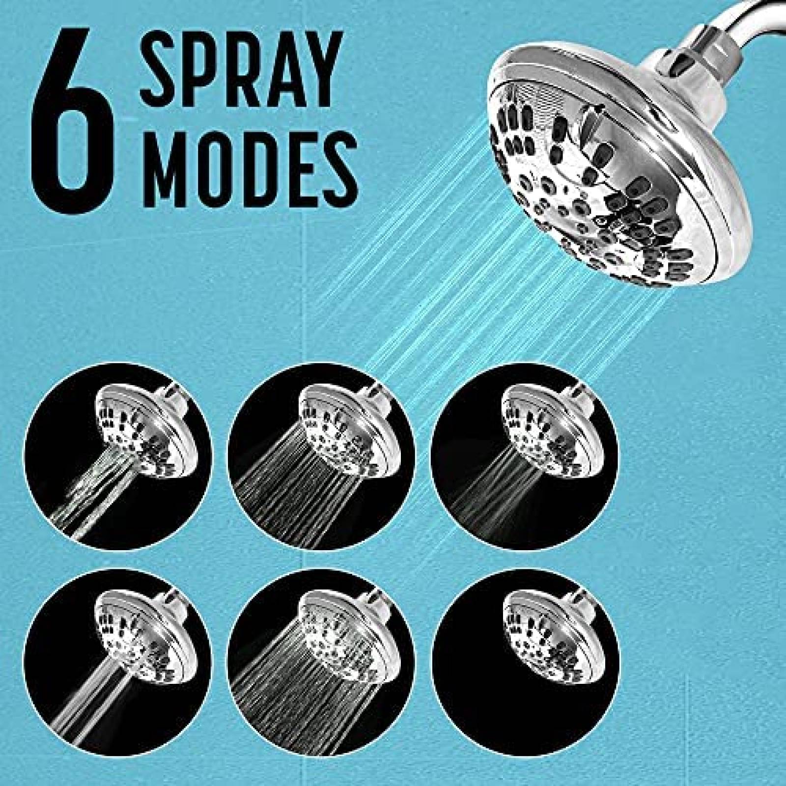 Cabezal Circle Splash Alta Presion 4'' 6 Funciones -Plateado