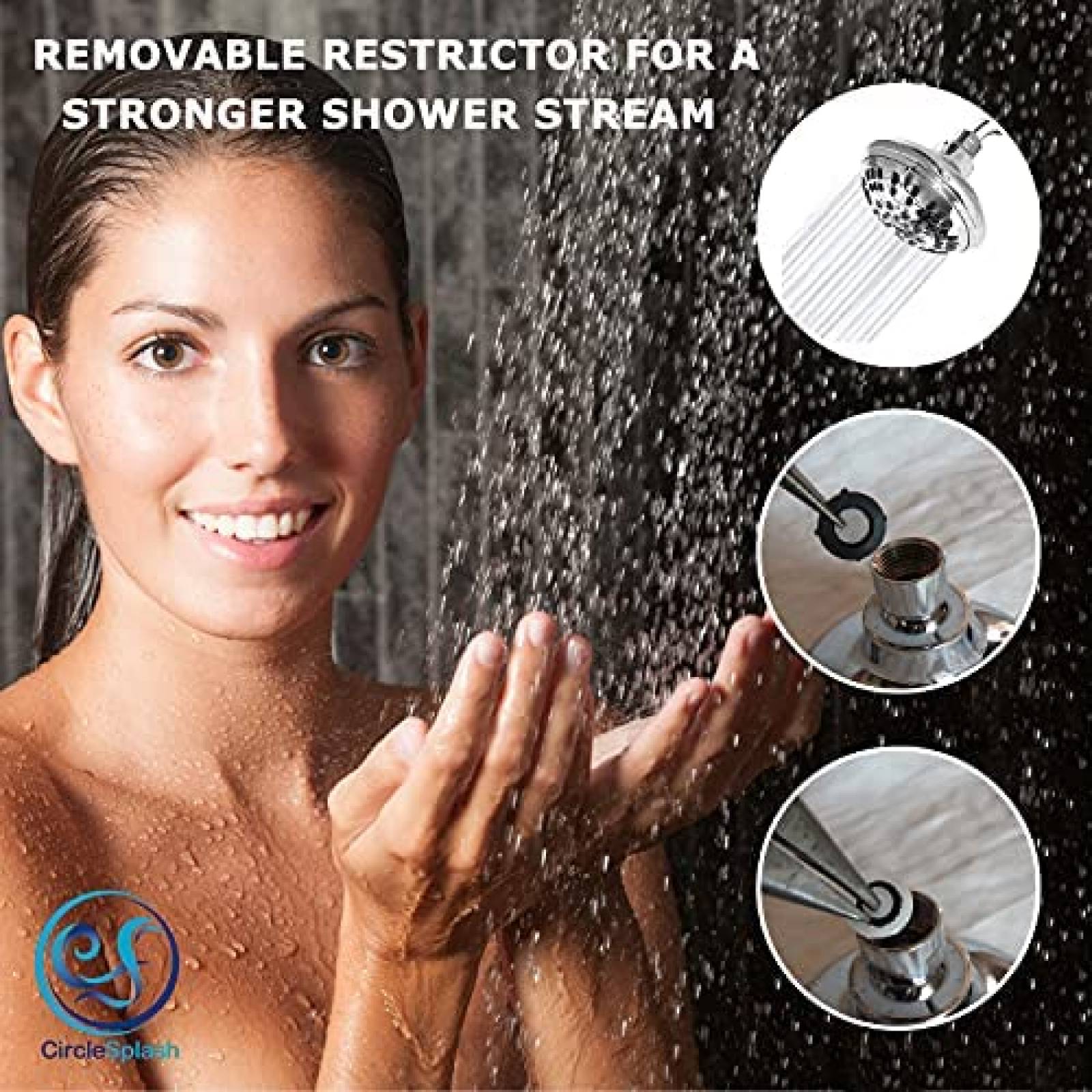 Cabezal Circle Splash Alta Presion 4'' 6 Funciones -Plateado