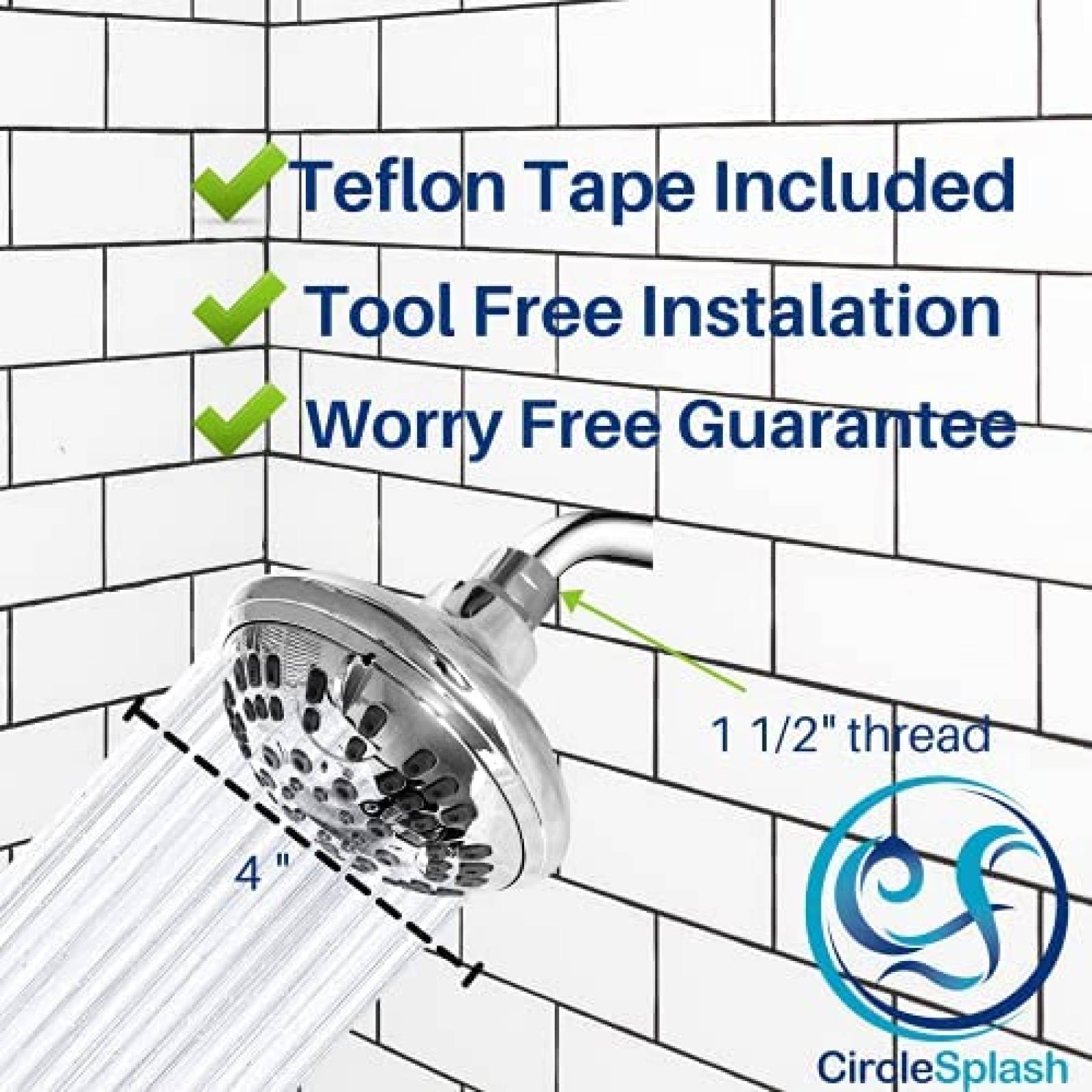 Cabezal Circle Splash Alta Presion 4'' 6 Funciones -Plateado