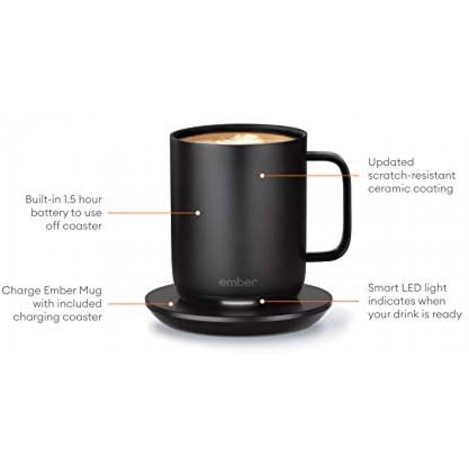 Termo Ember CM191000US Inteligente 1.5 hrs temperatura Negro