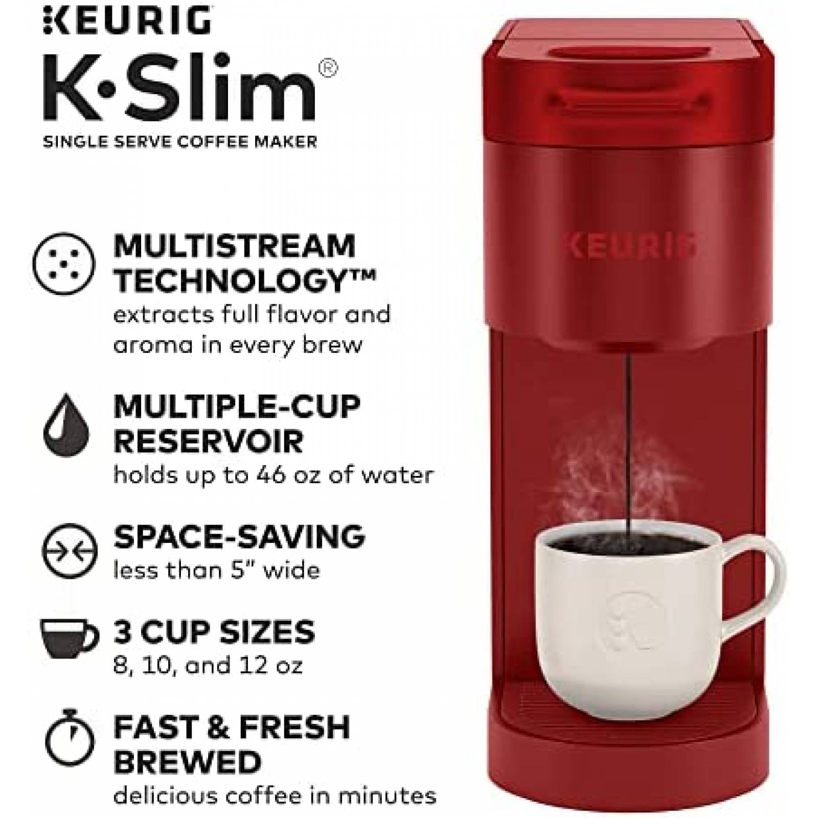 Cafetera Keurig K-Slim K-Cup Pod 1 Taza -Rojo
