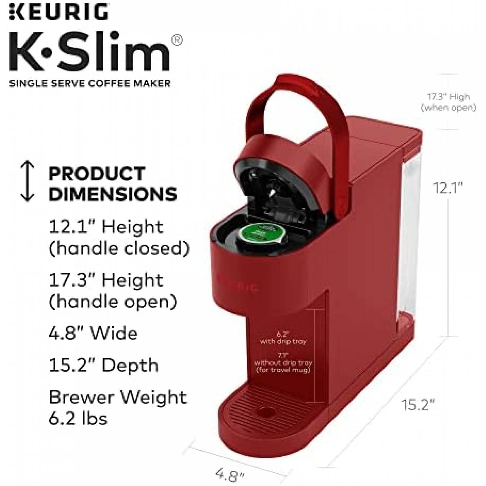 Cafetera Keurig K-Slim K-Cup Pod 1 Taza -Rojo