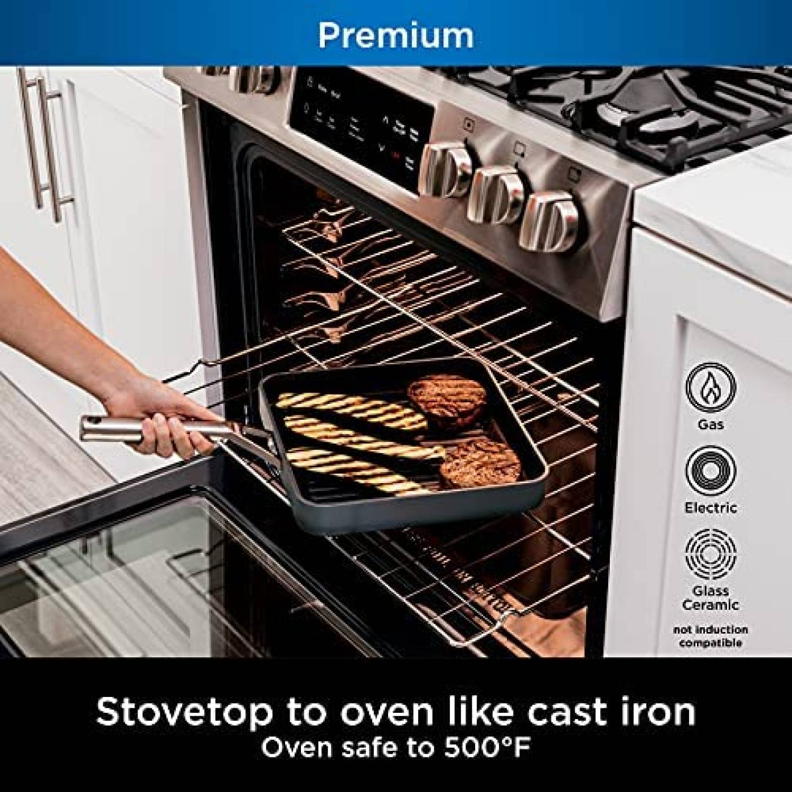 Sarten Cuadrado Ninja C30528 11" Apta para Horno Hasta 260C