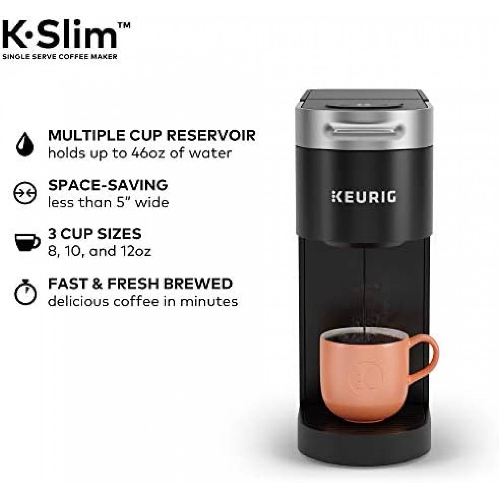 Cafetera Keurig K-Slim K-Cup Pod 1 Taza -Negro