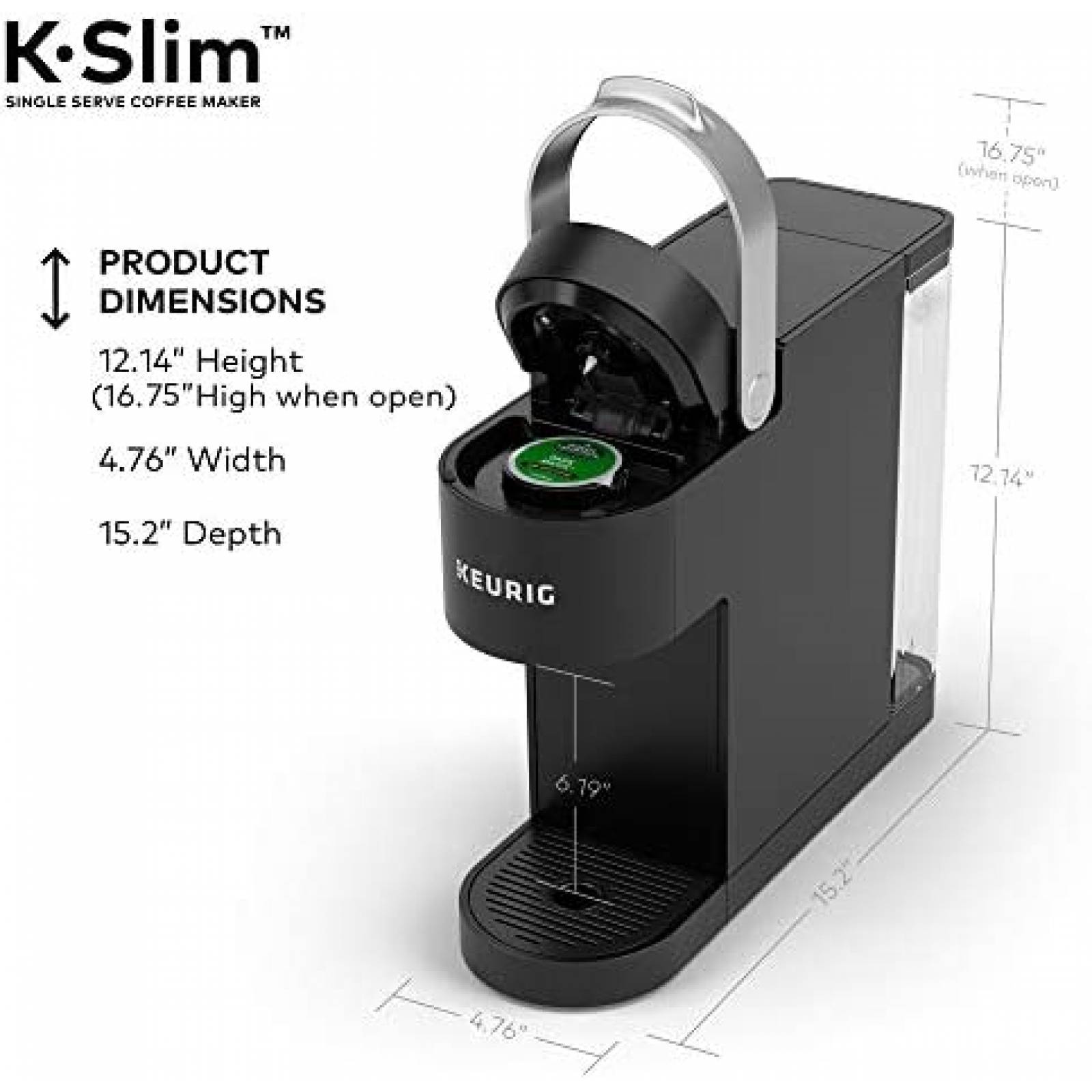 Cafetera Keurig K-Slim K-Cup Pod 1 Taza -Negro