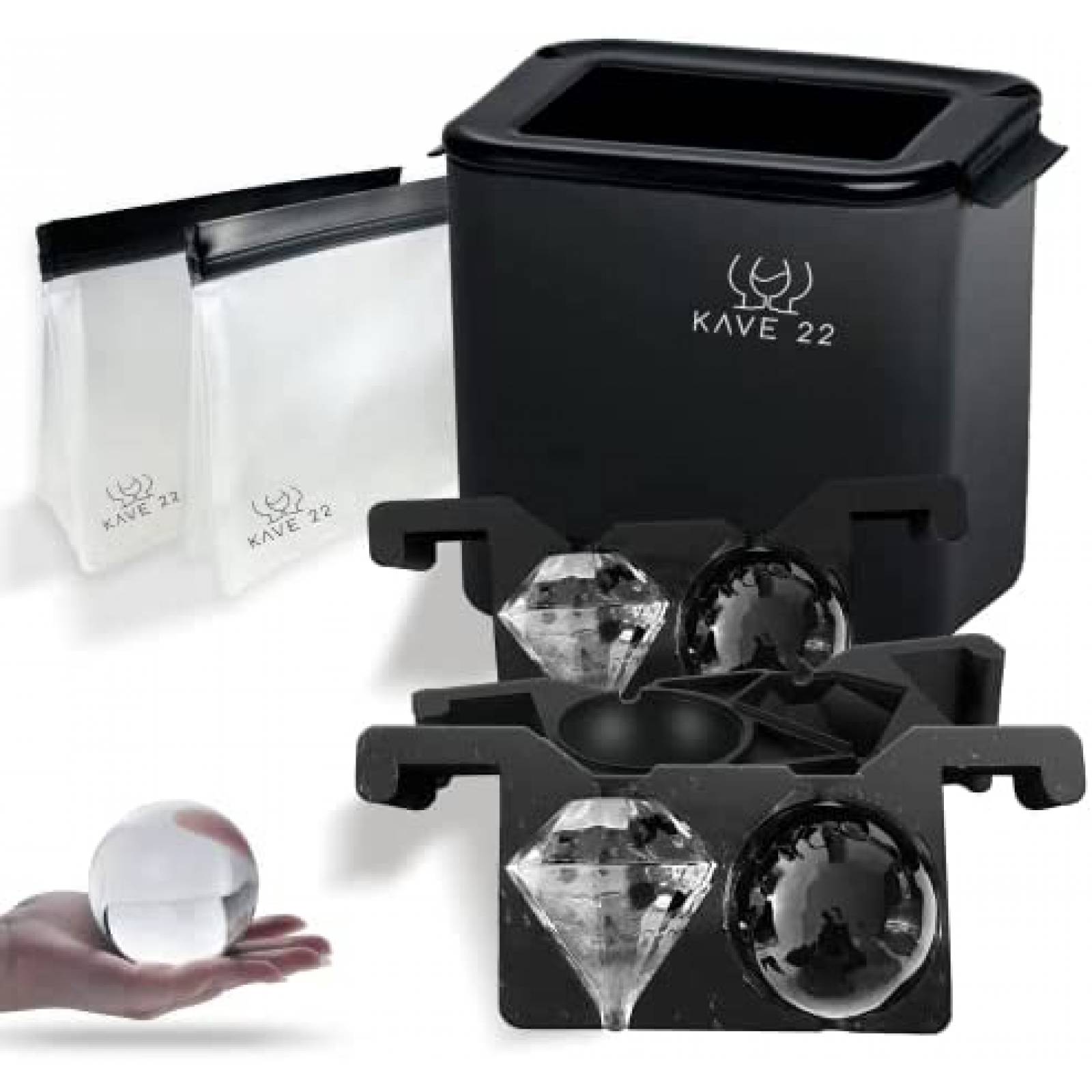 Molde para Hielos KAVE 22 Esfera y Diamante Transparente