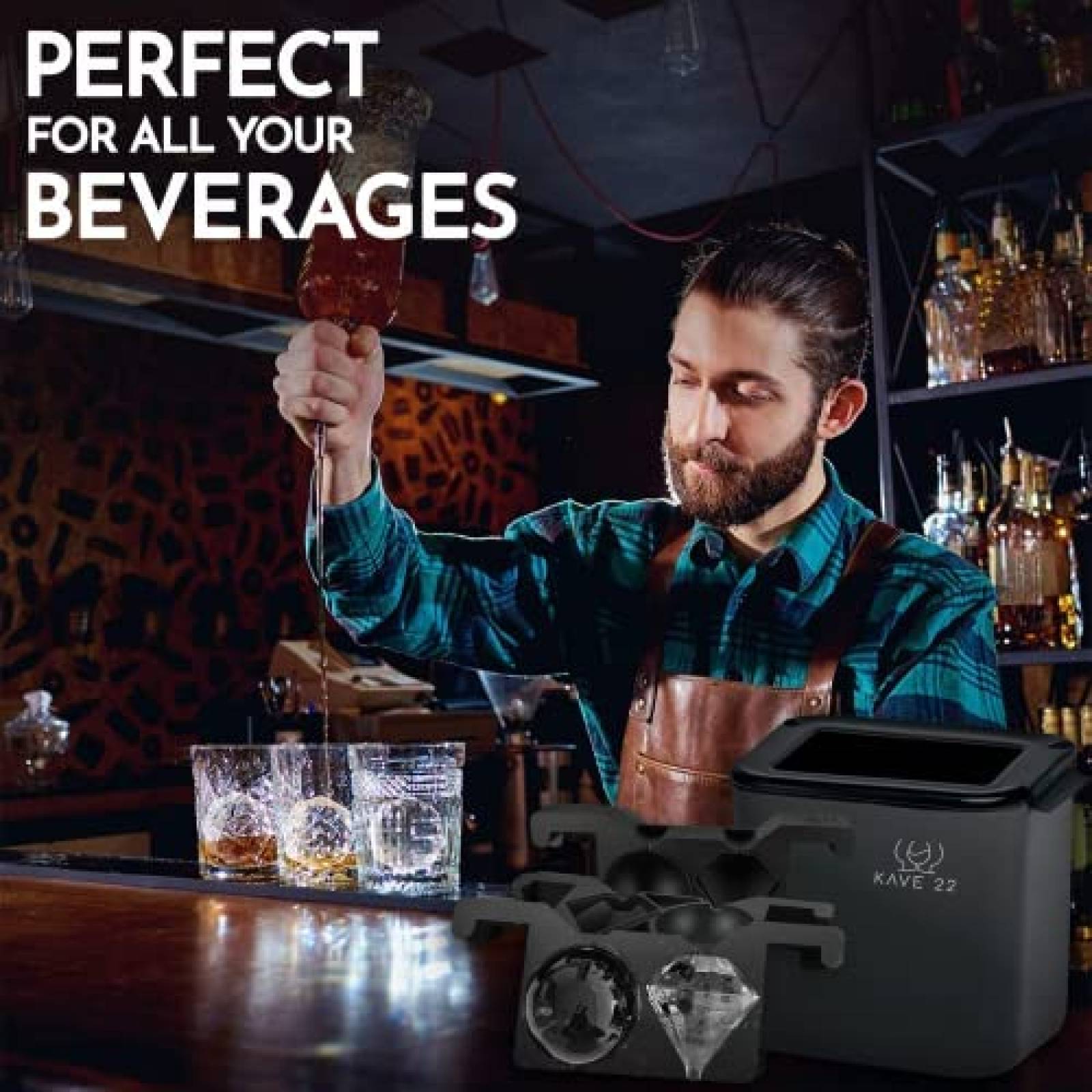 Molde para Hielos KAVE 22 Esfera y Diamante Transparente