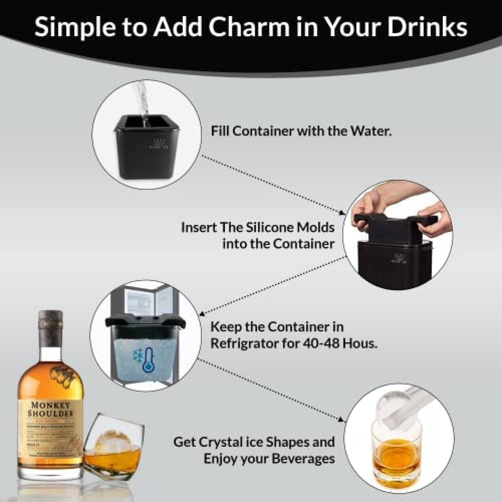 Molde para Hielos KAVE 22 Esfera y Diamante Transparente