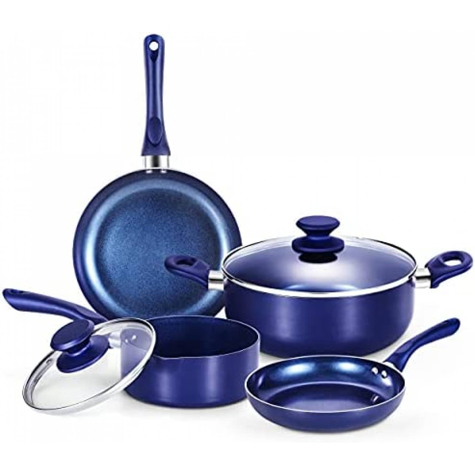 Juego de Ollas y Sartenes Clockitchen 6 pcs Aluminio -Azul