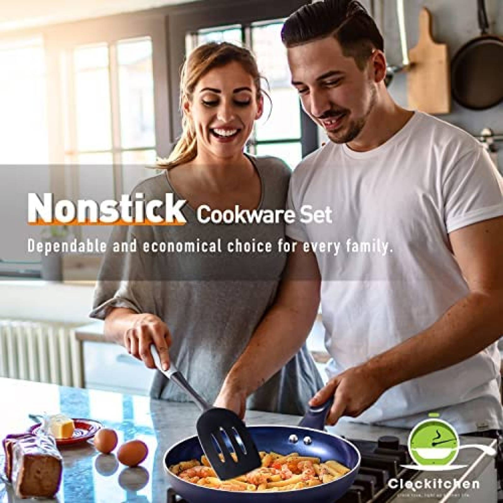 Juego de Ollas y Sartenes Clockitchen 6 pcs Aluminio -Azul