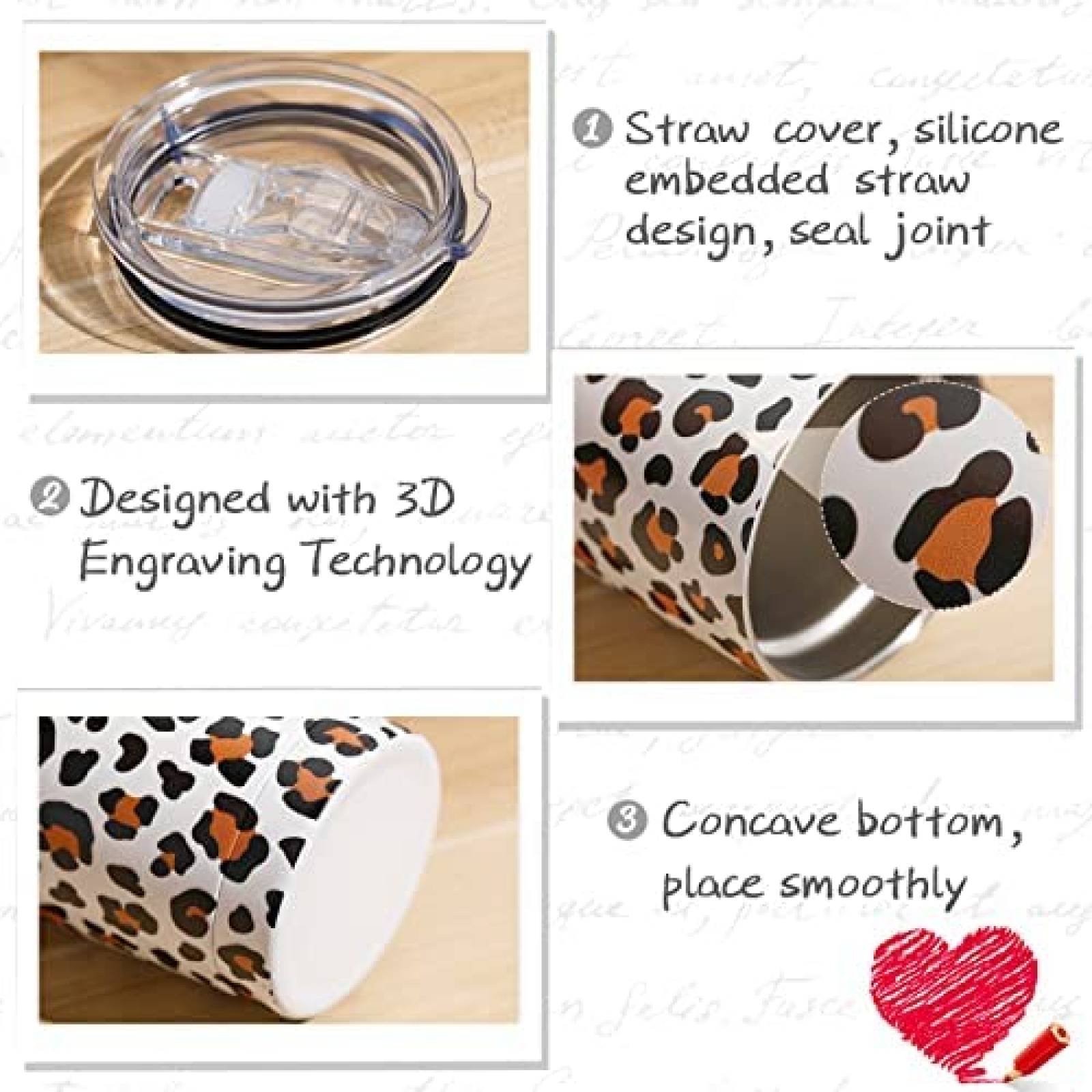 Termos con Popote y Tapa Mimorou 600ml Animal Print 6 pcs