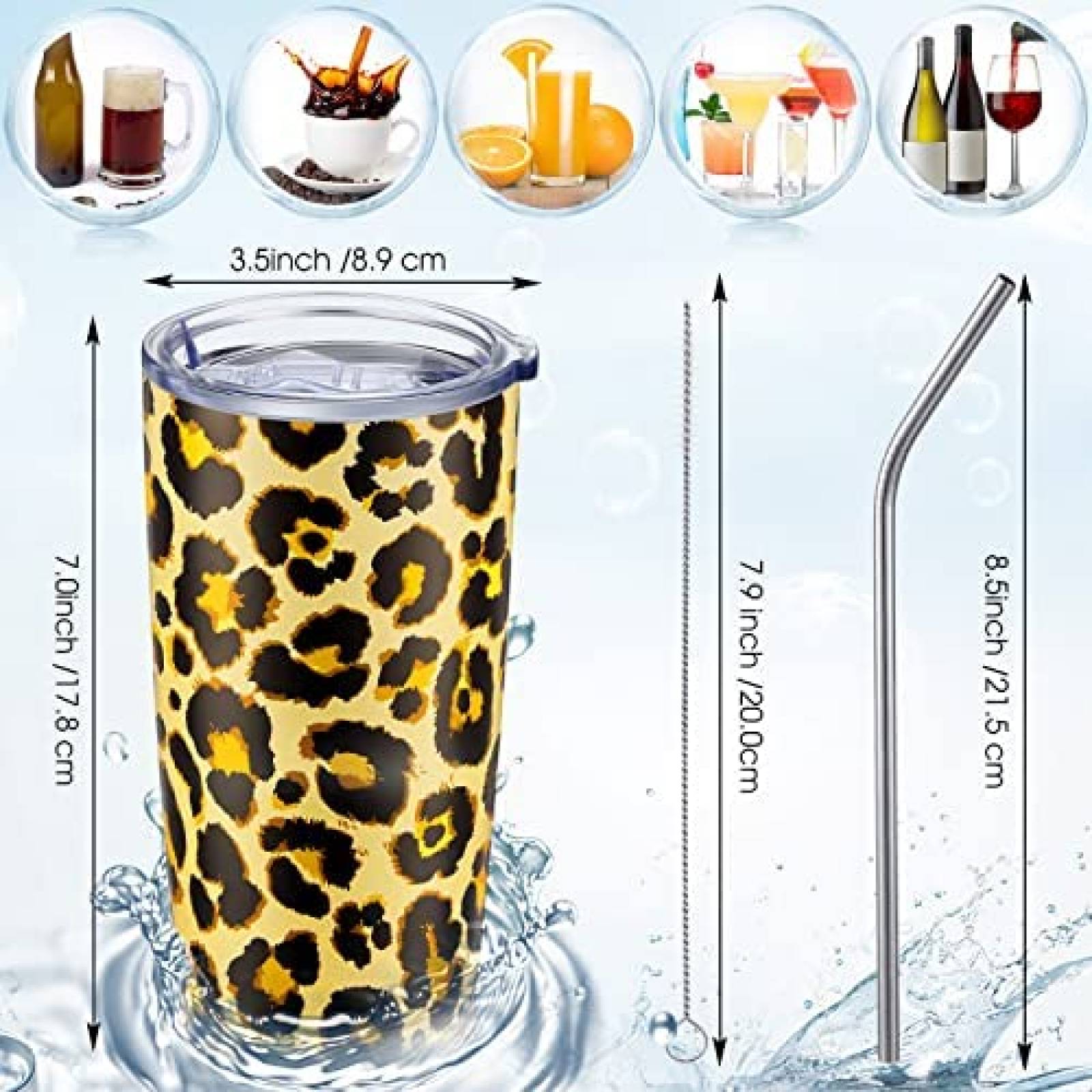 Termos con Popote y Tapa Mimorou 600ml Animal Print 6 pcs