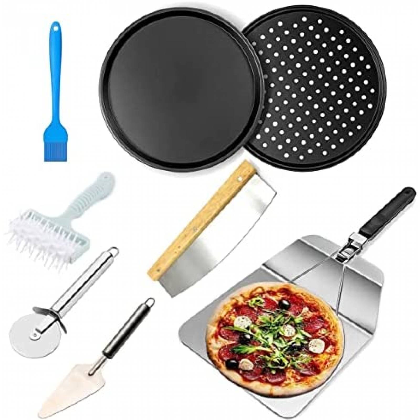 Kit para Pizza de Horno Fat-Cat 8 Pzs pra Pizza 12'' -Plata