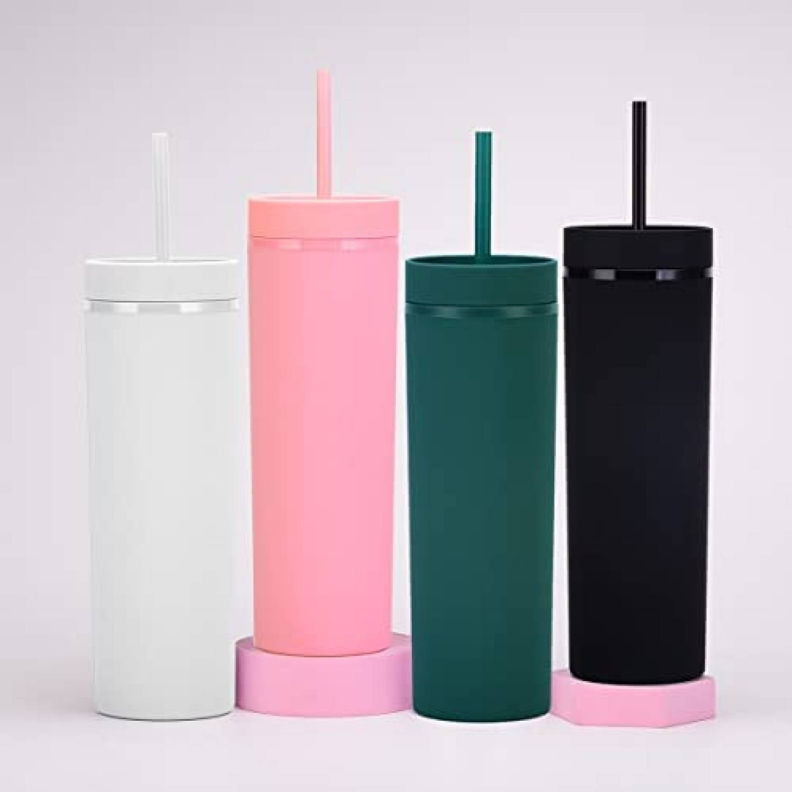 Termos con Popote Essasea 470ml 6 pcs de Acrilico -Blanco