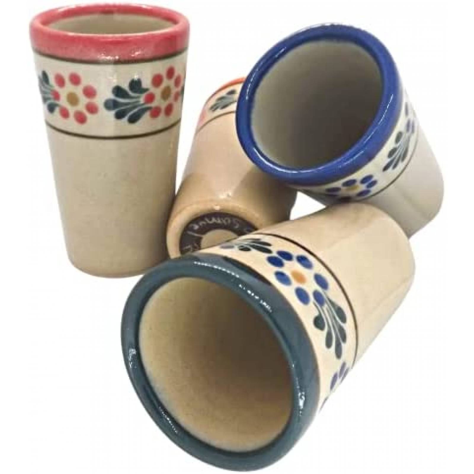 Vasos de Tequila ECONIA Juego de 4 de Ceramica -Multicolor