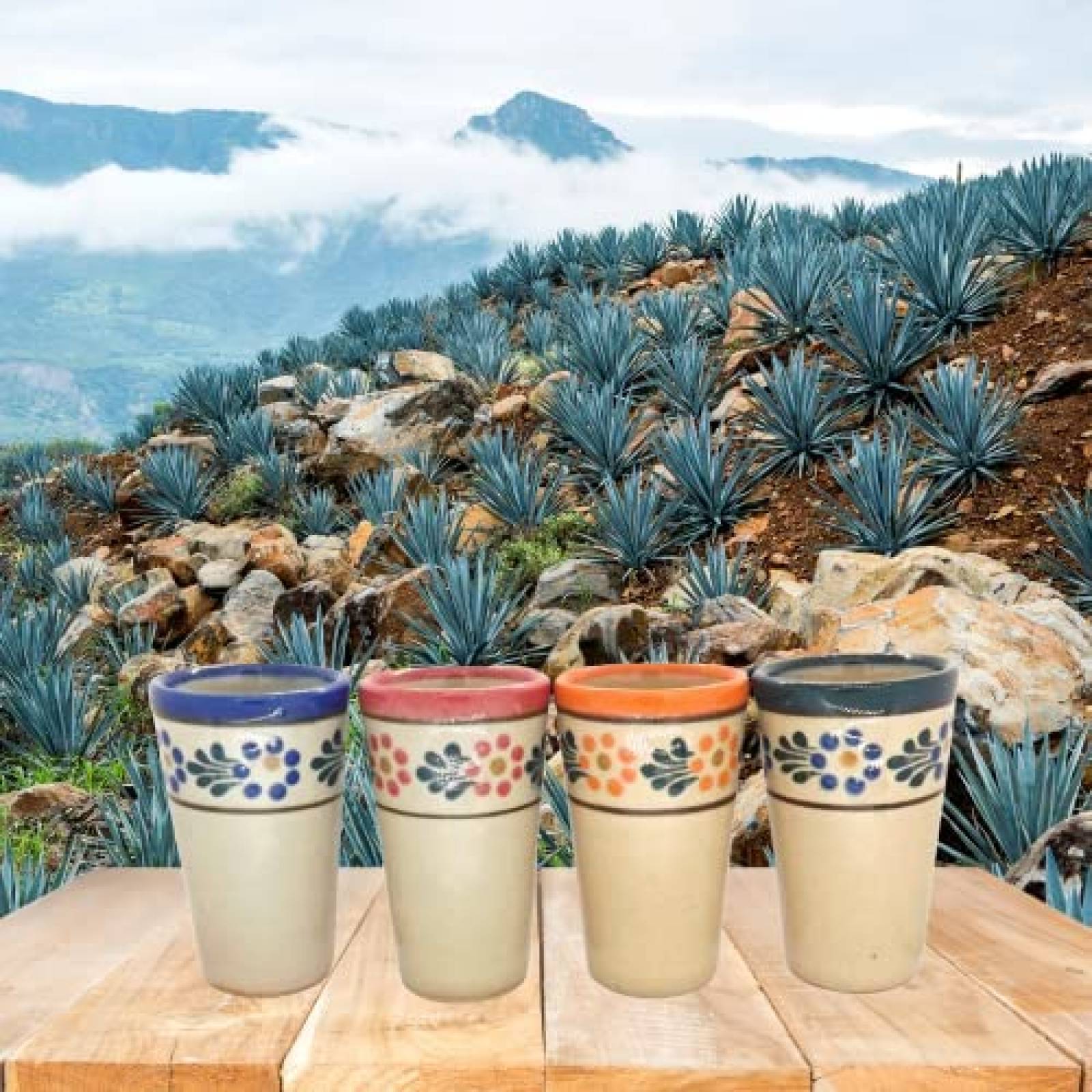 Vasos de Tequila ECONIA Juego de 4 de Ceramica -Multicolor