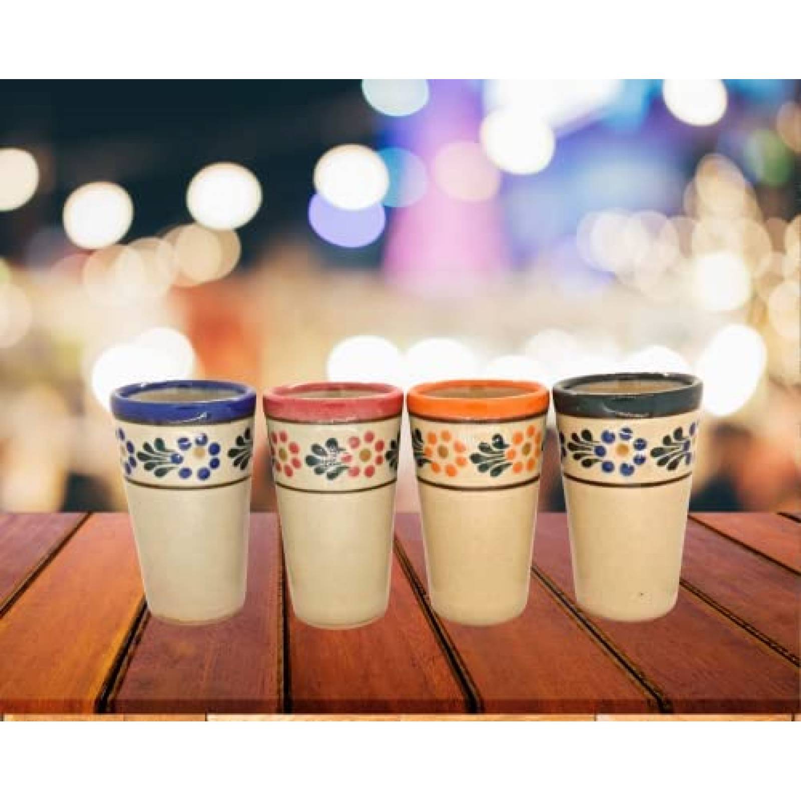Vasos de Tequila ECONIA Juego de 4 de Ceramica -Multicolor