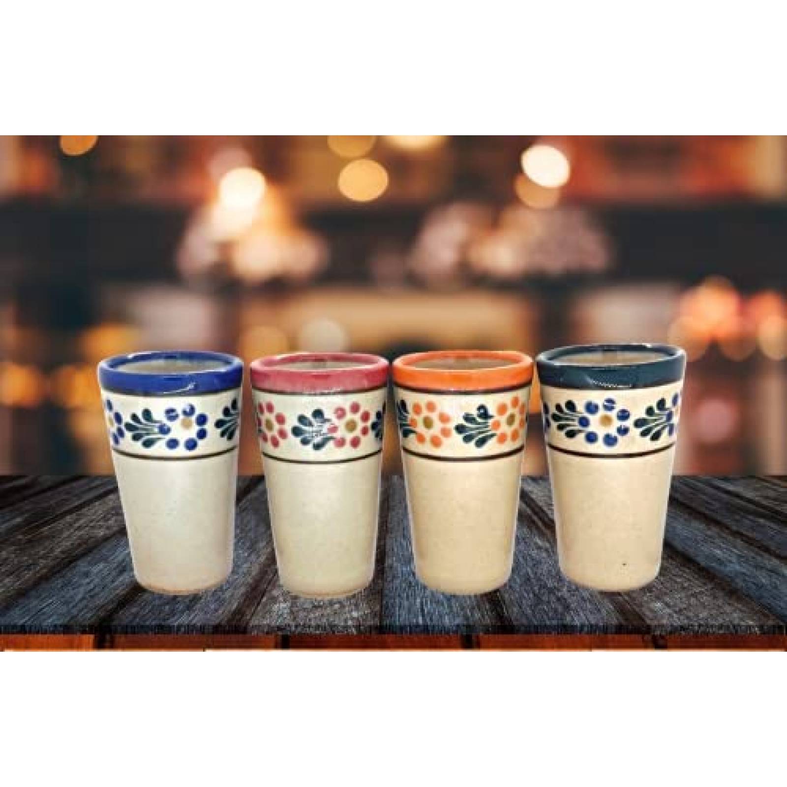 Vasos de Tequila ECONIA Juego de 4 de Ceramica -Multicolor
