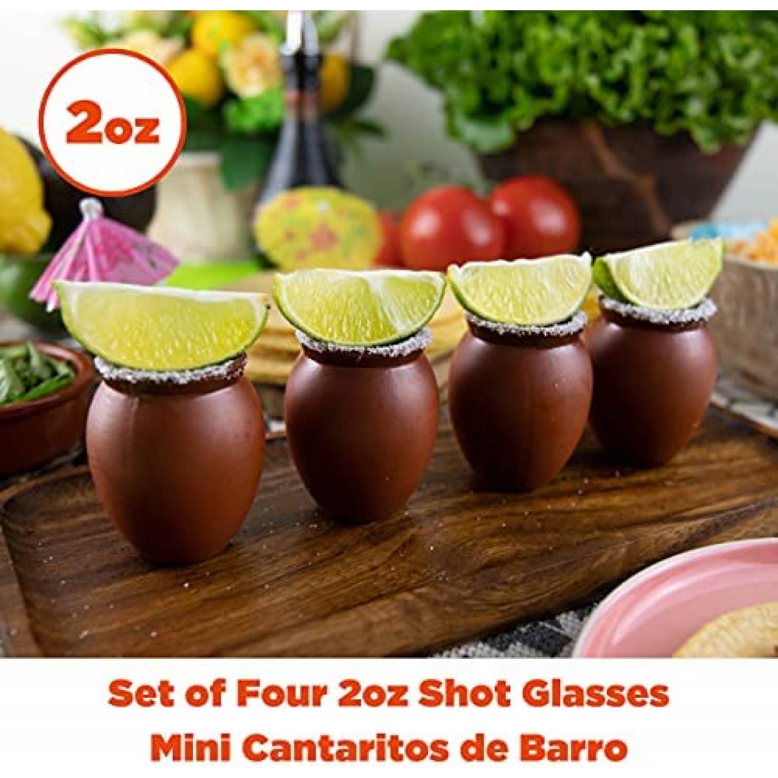 Cantaritos de Barro CANTAREY Juego de 4 Para Tequila -Cafe