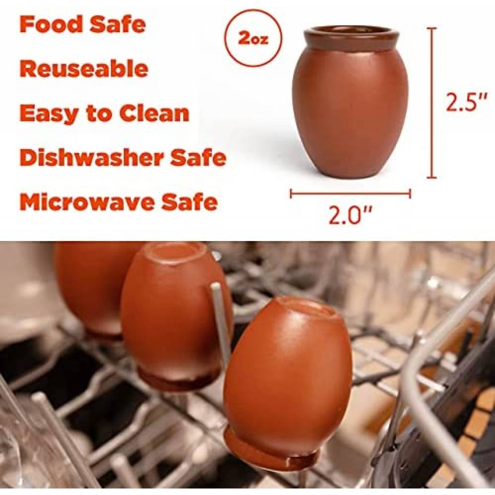 Cantaritos de Barro CANTAREY Juego de 4 Para Tequila -Cafe