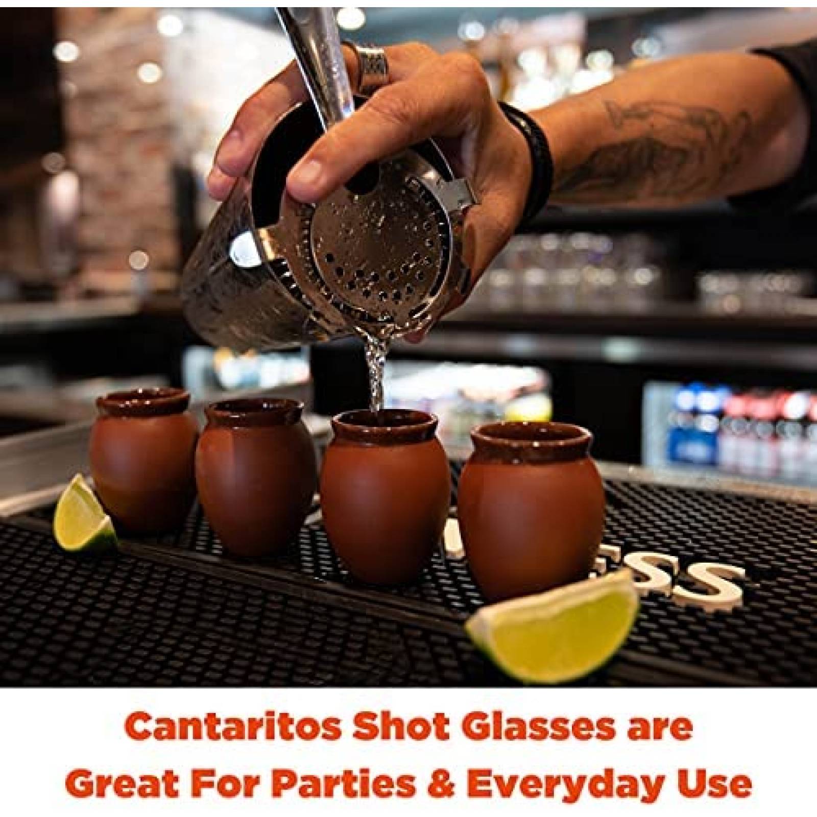 Cantaritos de Barro CANTAREY Juego de 4 Para Tequila -Cafe