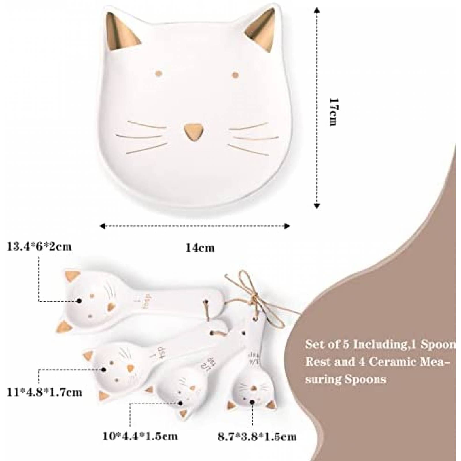 Cuchara para Cocina Patelai Forma de gato 4Pzs -Blanco