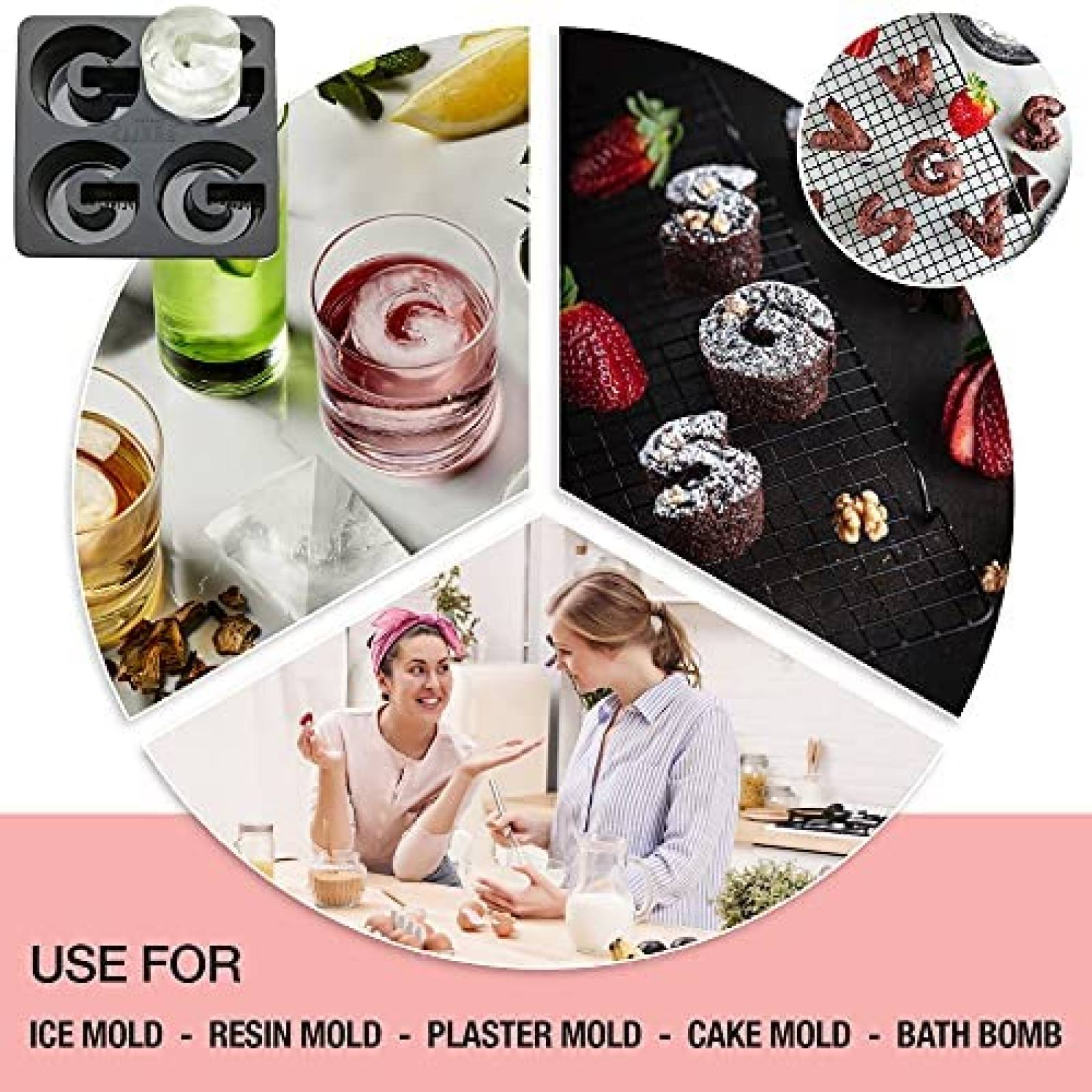 Molde para Hielos DRINKSPLINKS Grande Silicon Letra G -Negro