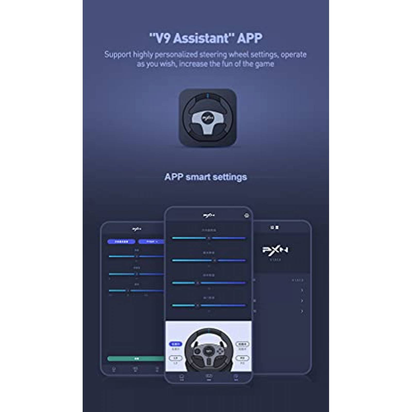 Accesorios de Juego PXN V9 Volante Direccion 270/900 -Negro