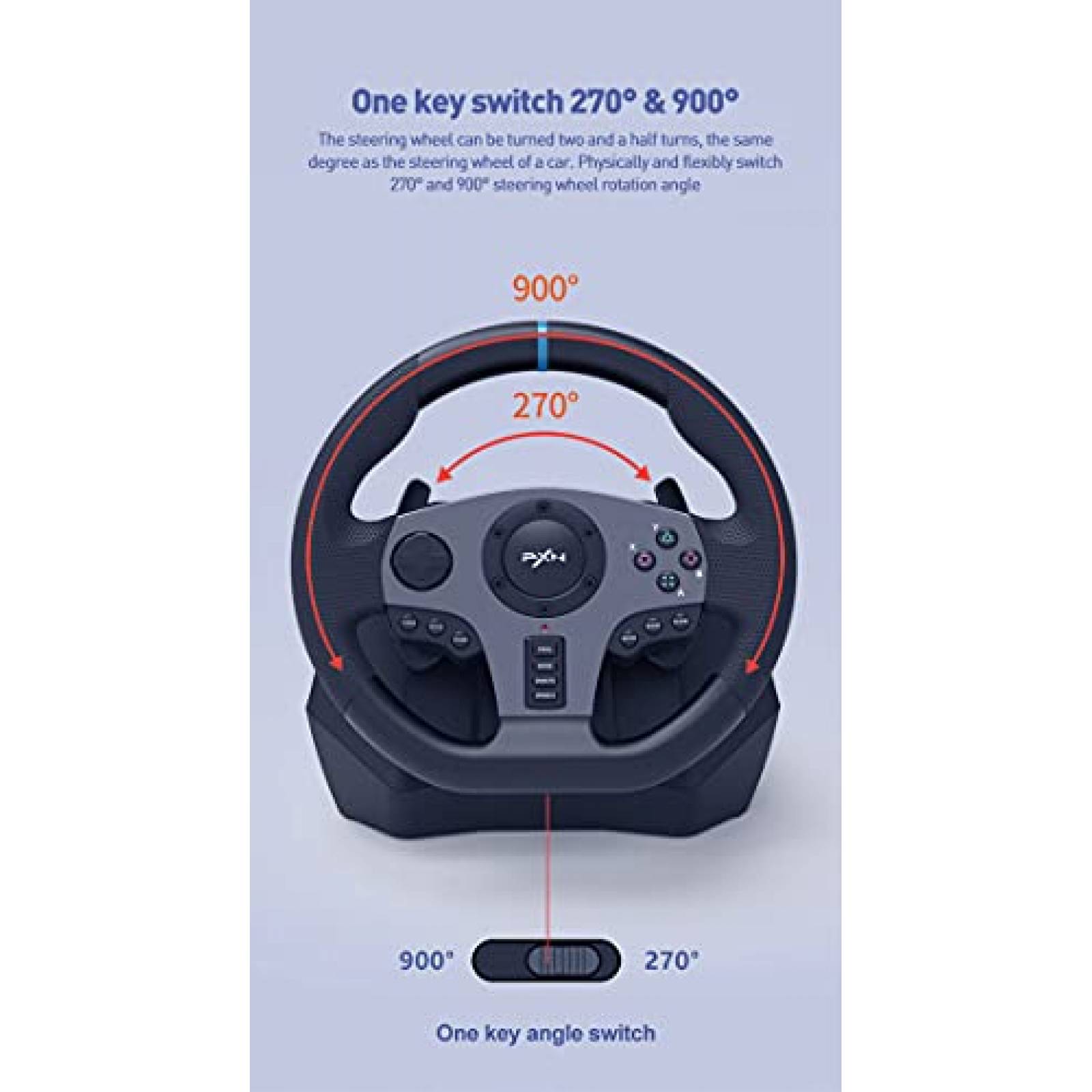 Accesorios de Juego PXN V9 Volante Direccion 270/900 -Negro