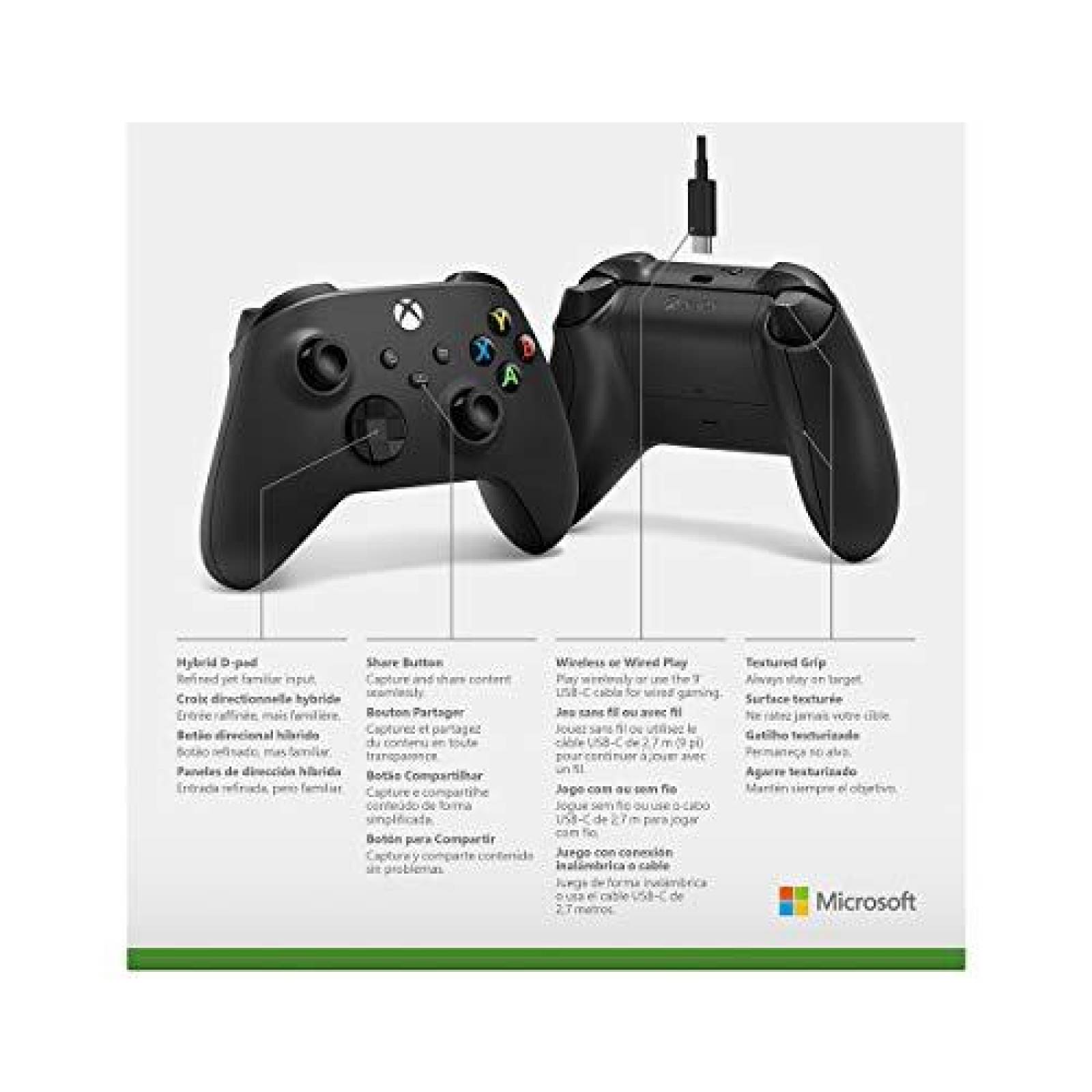 Controlador de Xbox Microsoft Inalambrico con Cable USB C